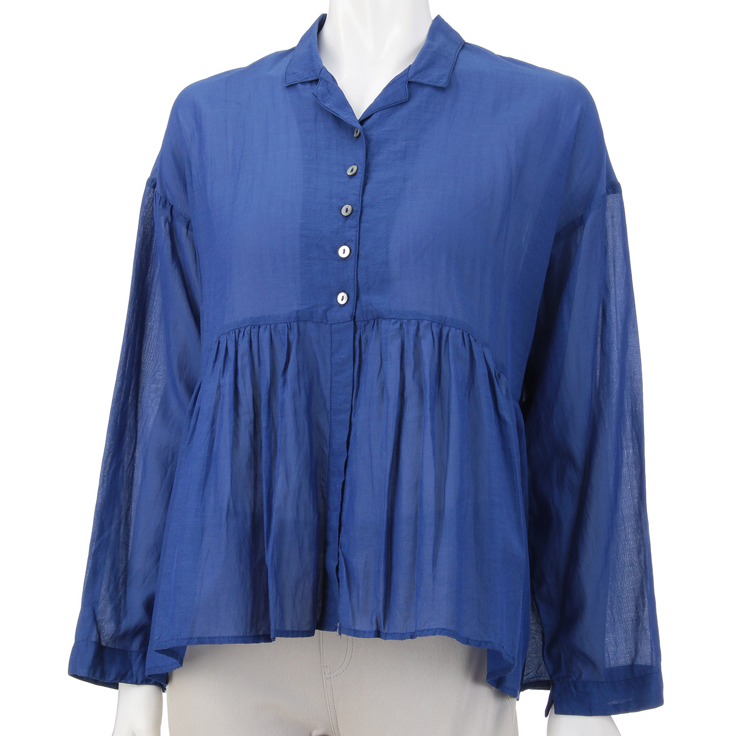 ボイル無地オープンカラーブラウス - 画像3