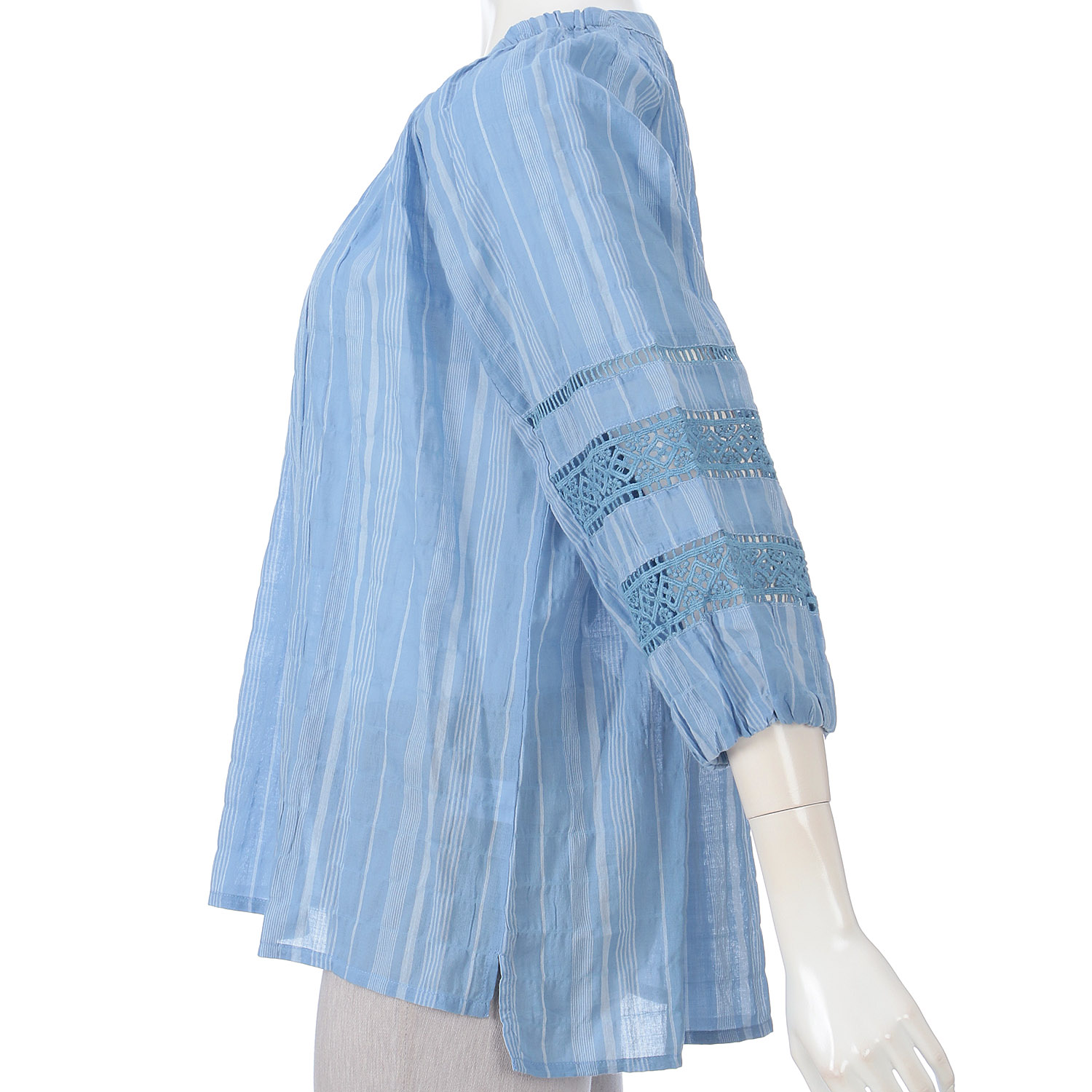 袖レースストライププルオーバー - 画像5