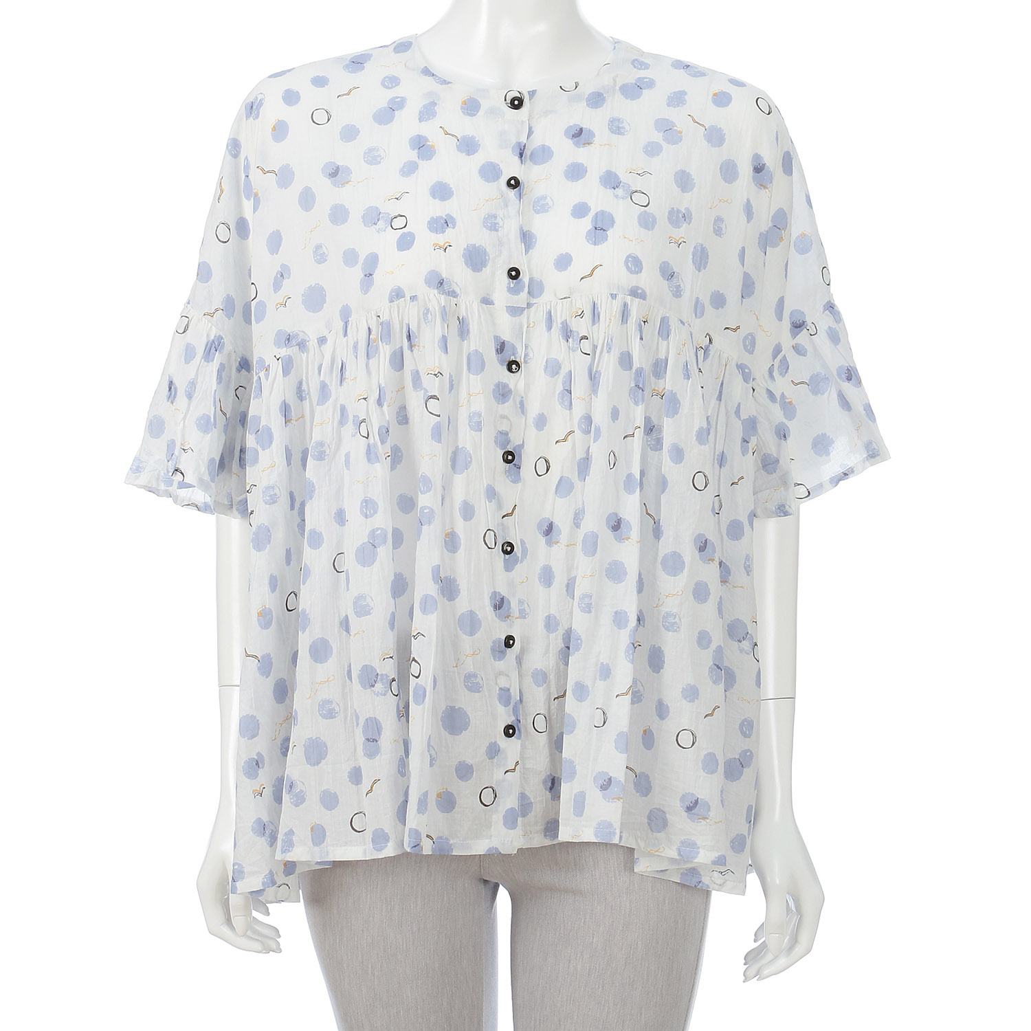 シャワードットプリント 2WAYギャザーブラウス - 画像2