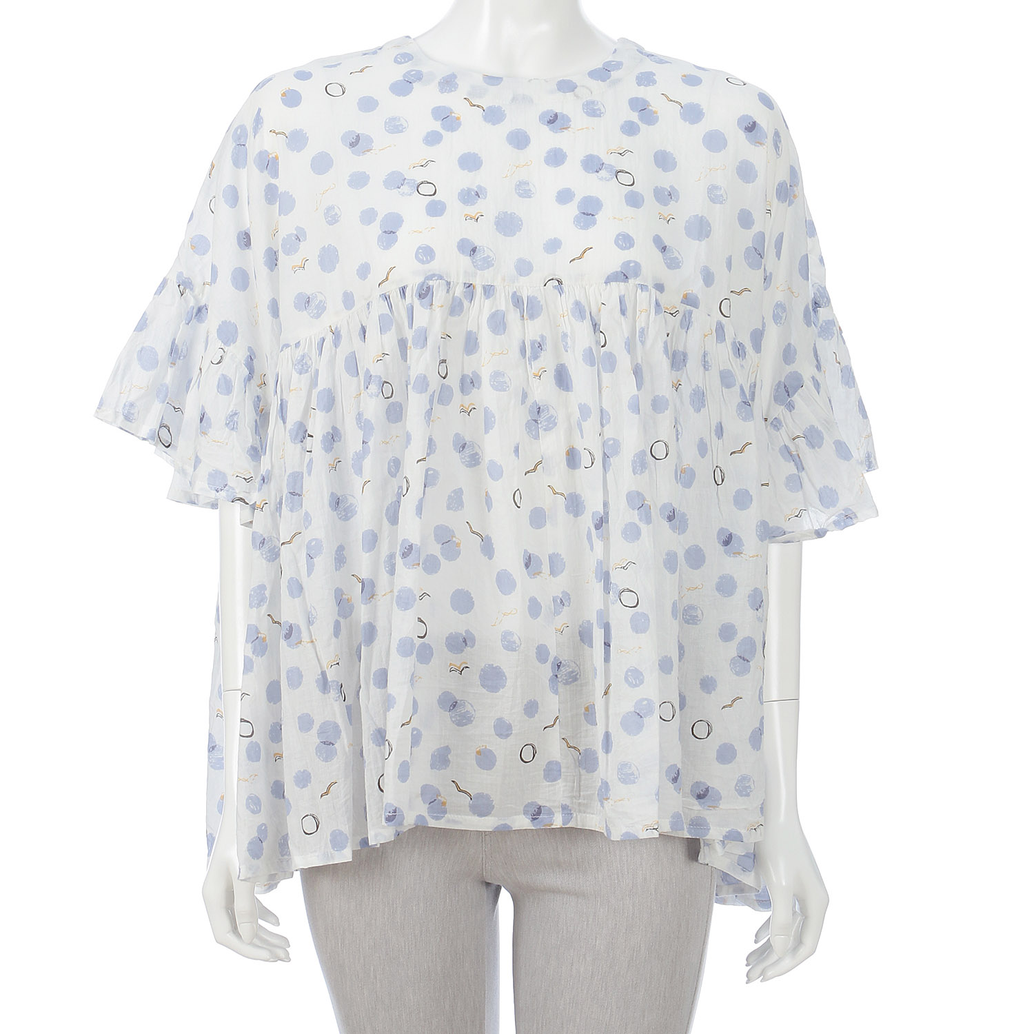 シャワードットプリント 2WAYギャザーブラウス
