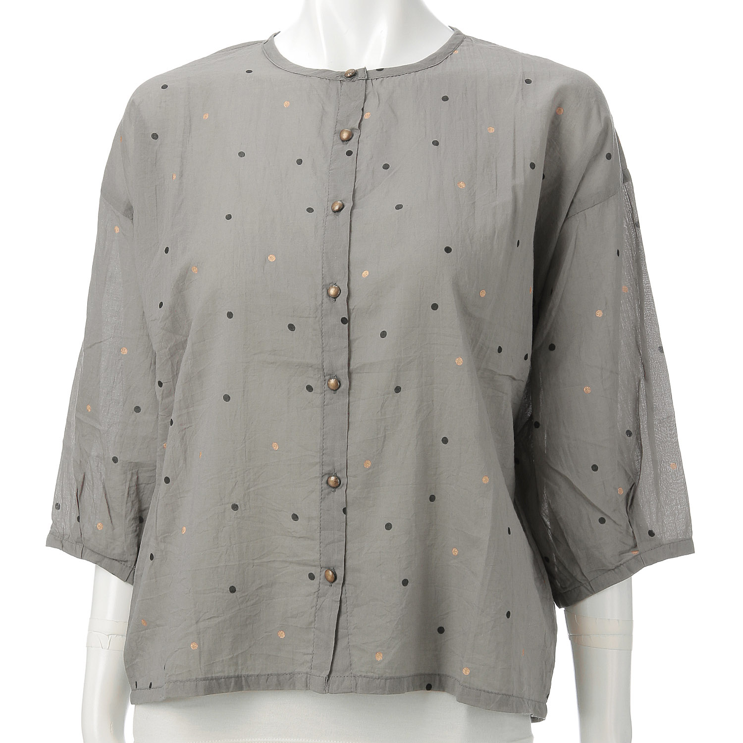 箔ドットプリント タックスリーブブラウス - 画像4