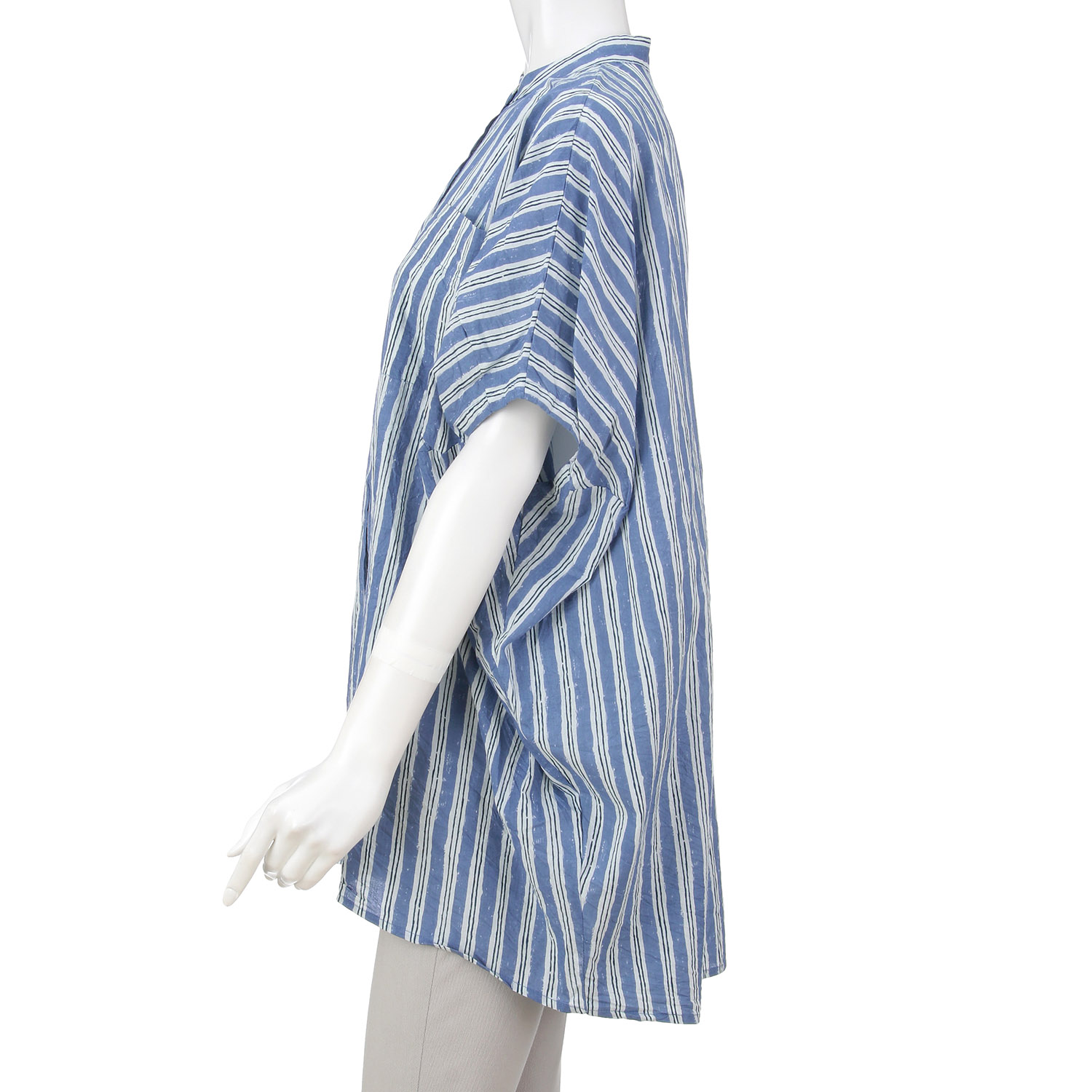 ラフストライププリント ワイドロングシャツ - 画像4