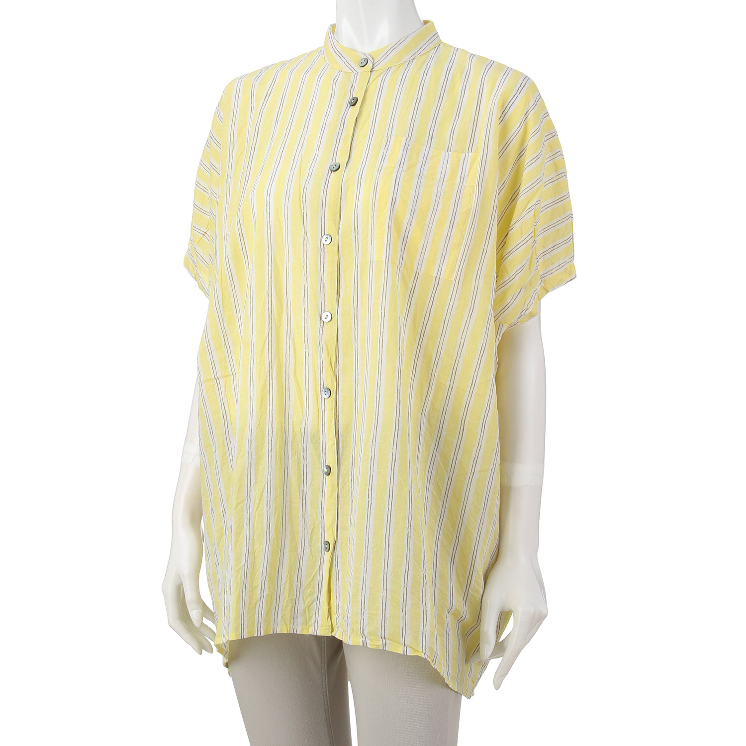 ラフストライププリント ワイドロングシャツ