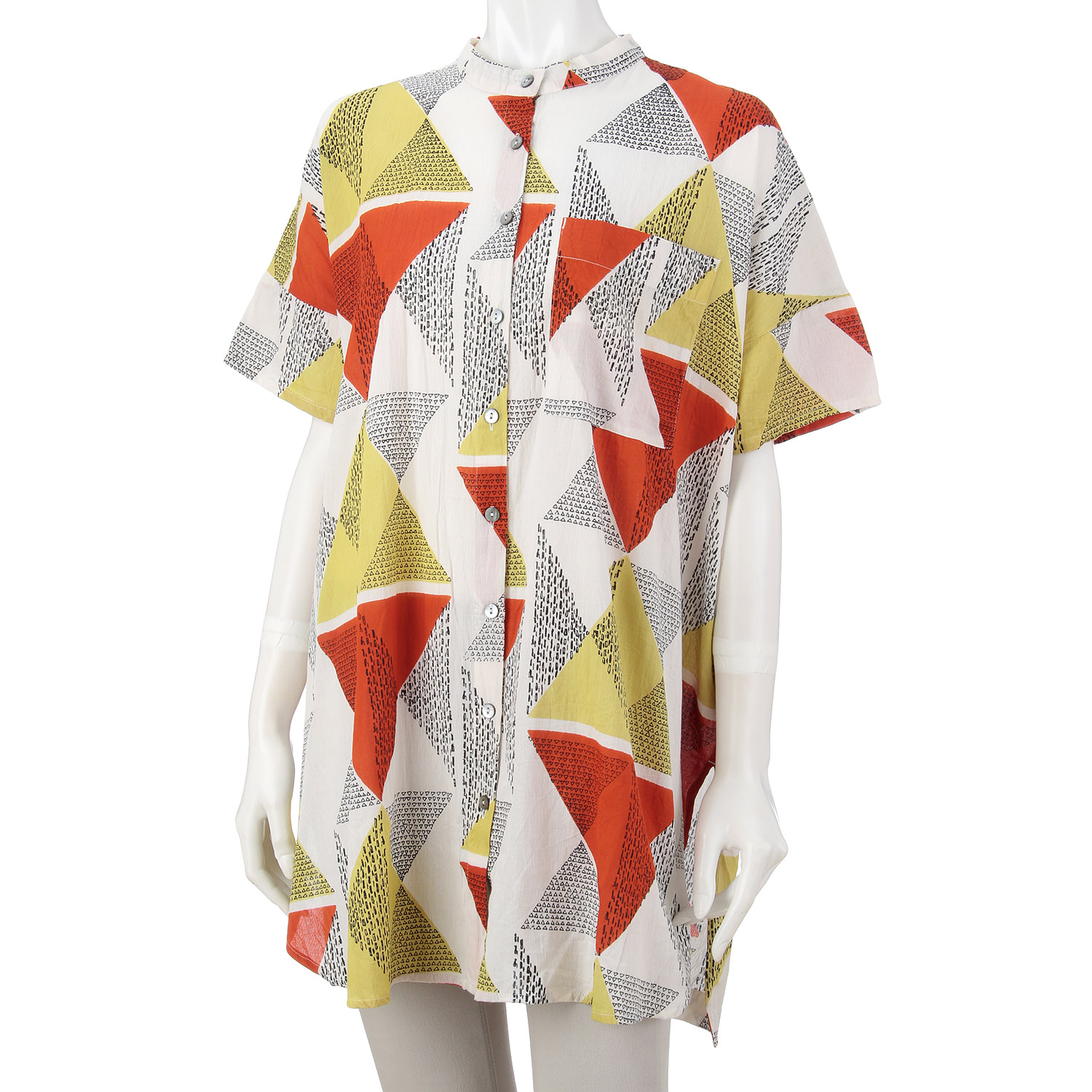 トライアングルプリント シャツチュニック - 画像1