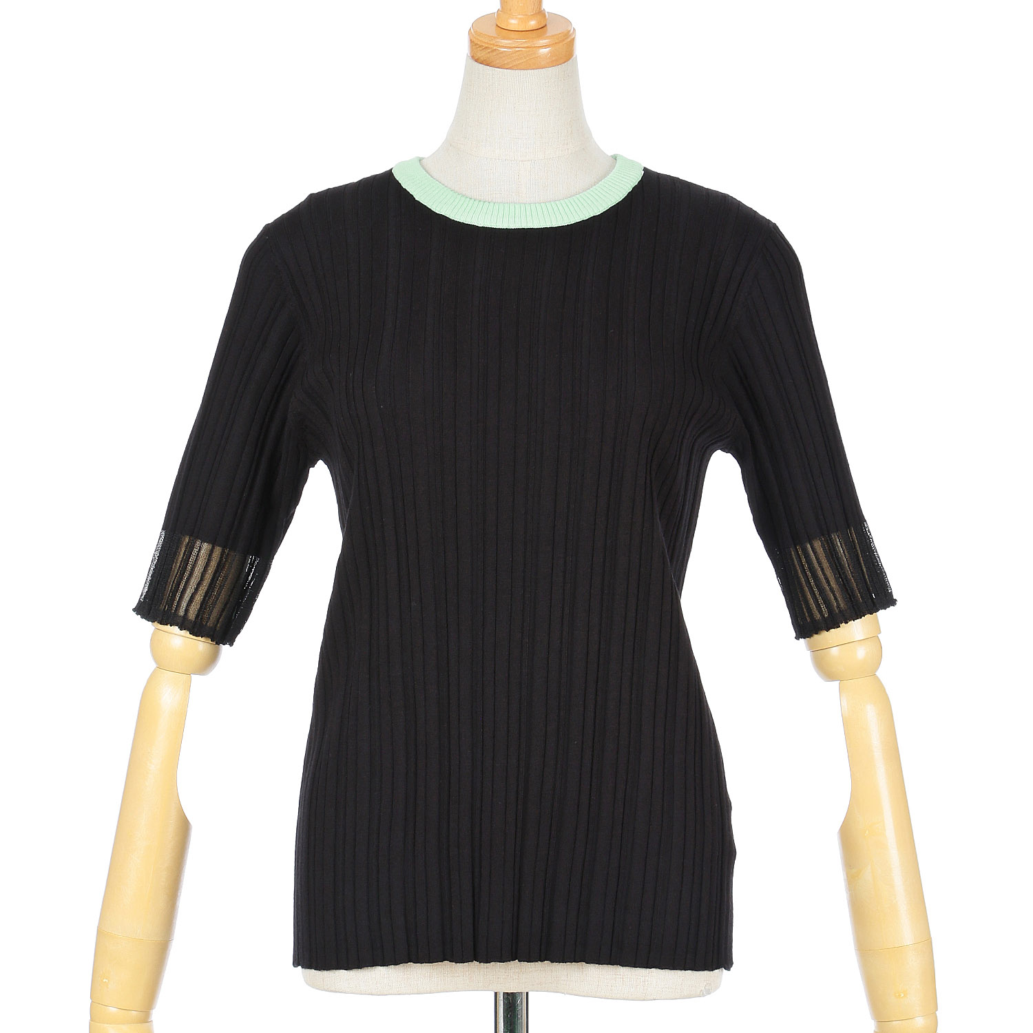 Vingtrois バイカラーシアー切替リブニット - 画像2