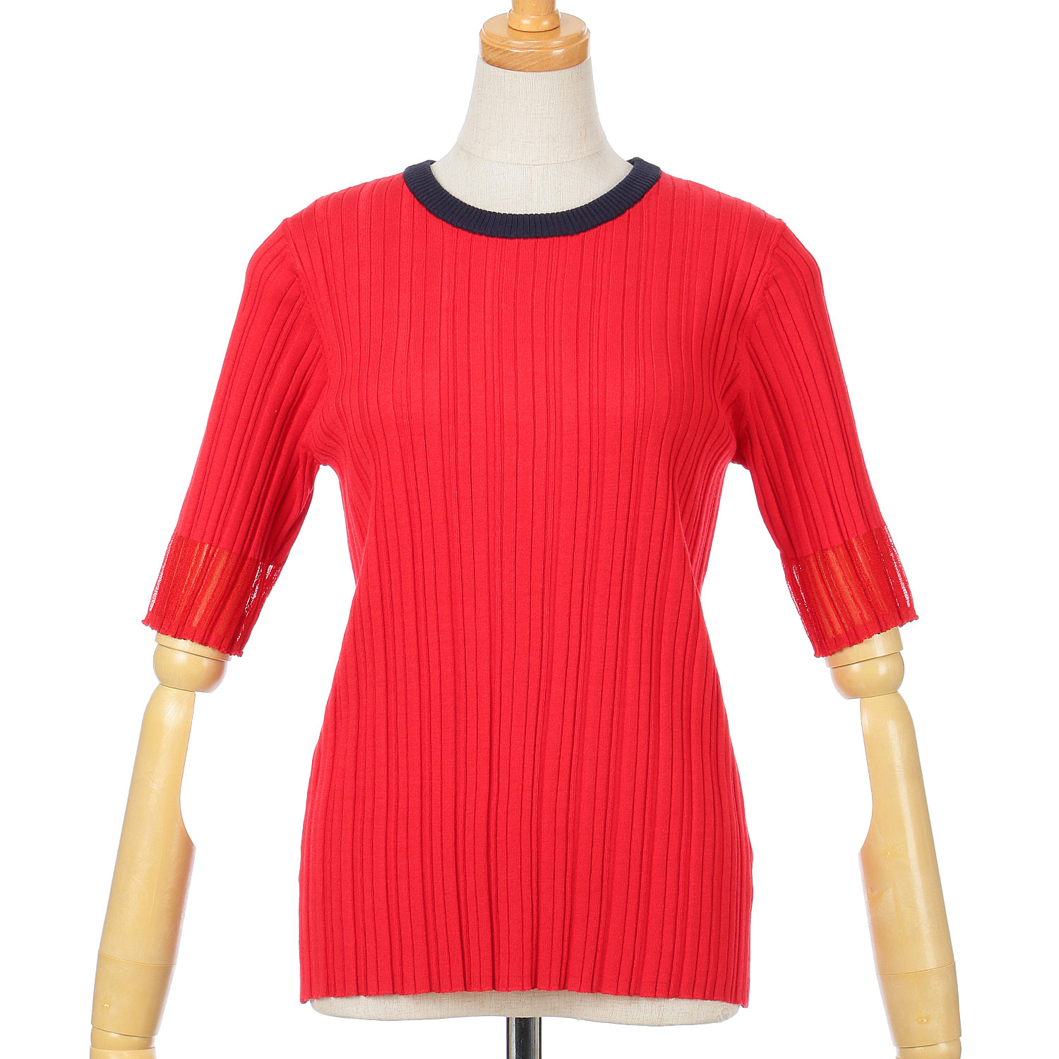 Vingtrois バイカラーシアー切替リブニット - 画像11