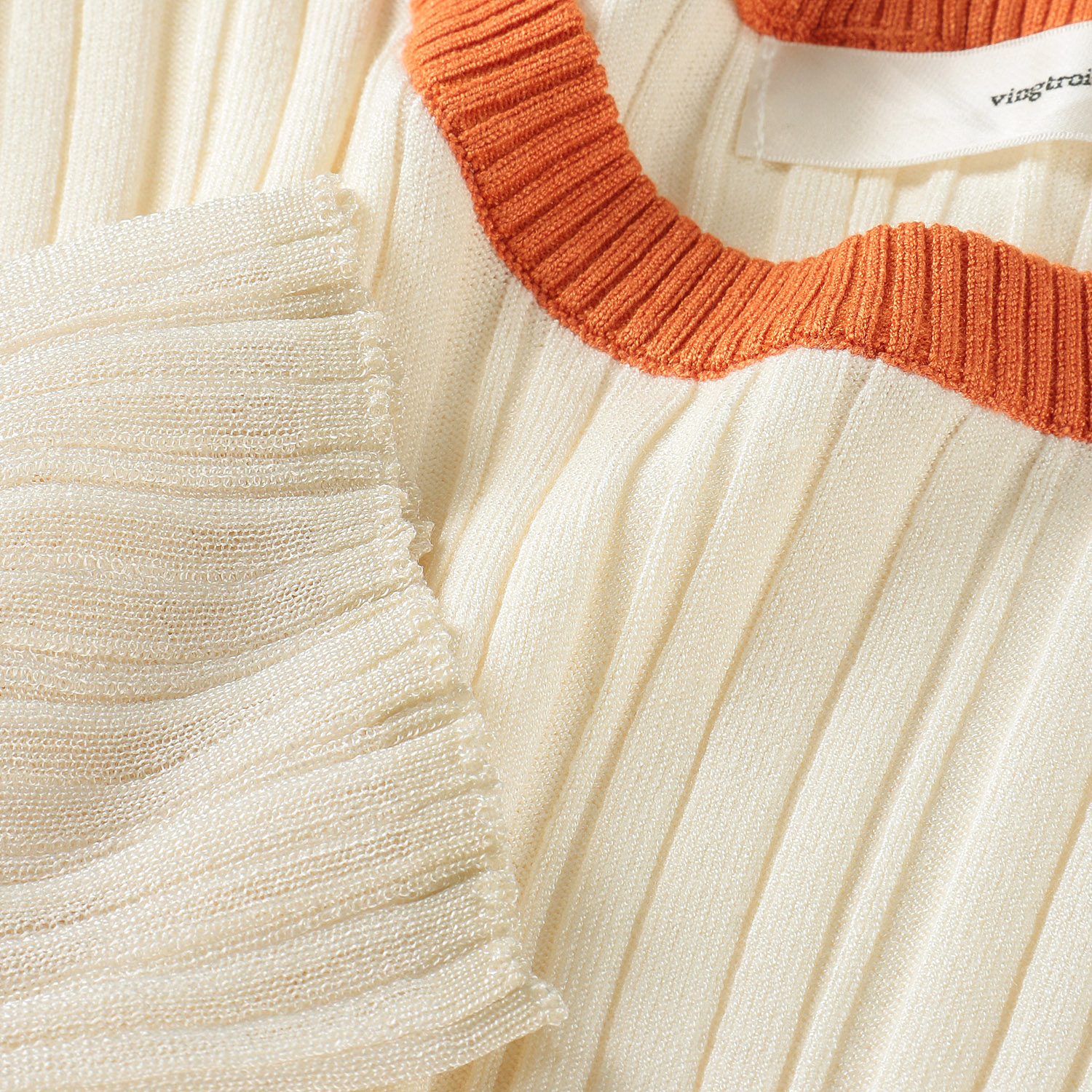 Vingtrois バイカラーシアー切替リブニット - 画像4