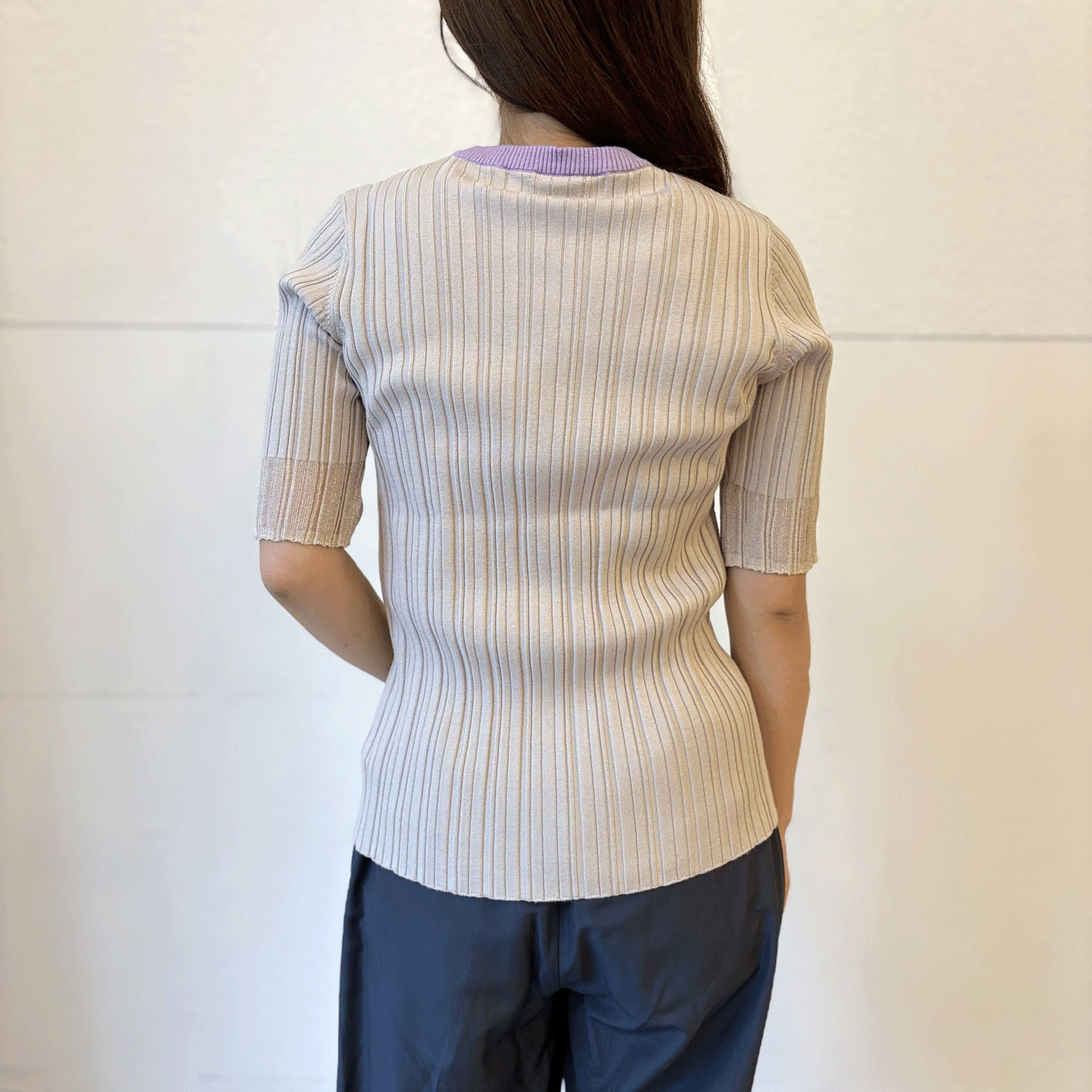 Vingtrois バイカラーシアー切替リブニット - 画像8