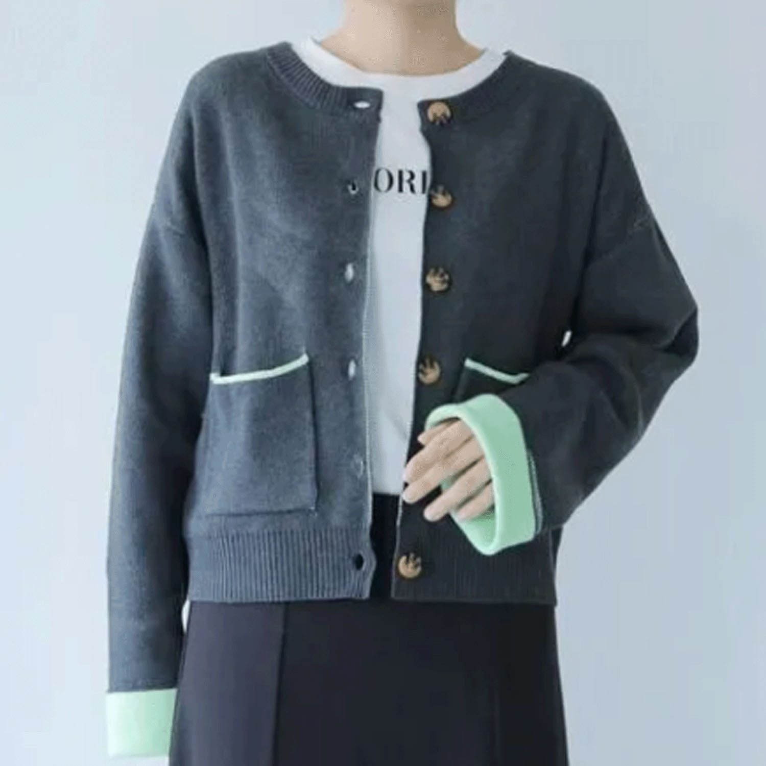 vingtrois 配色ニットカーディガン - 画像1