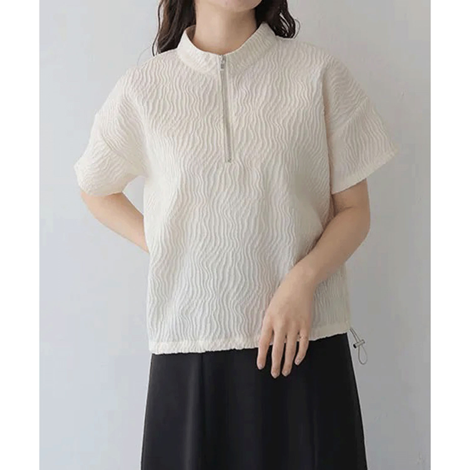 Vingtrois ウェーブ柄ハーフジッププルオーバー - 画像4