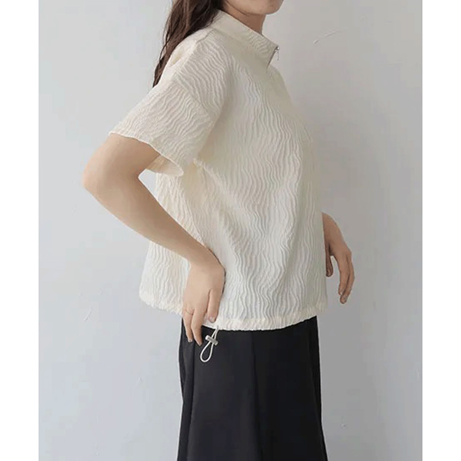 Vingtrois ウェーブ柄ハーフジッププルオーバー - 画像5