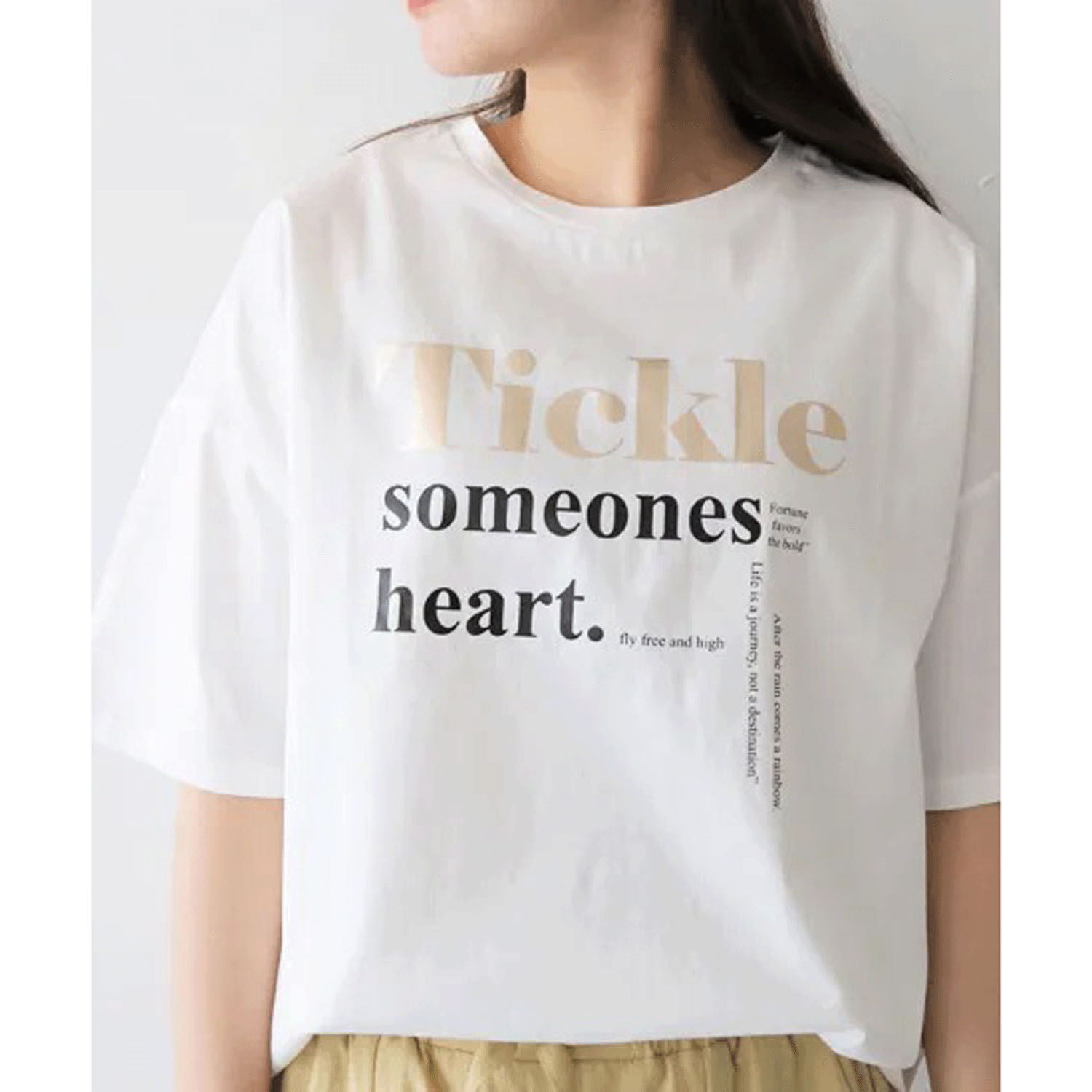 Vingtrois ドライタッチコットン箔ロゴTシャツ - 画像5