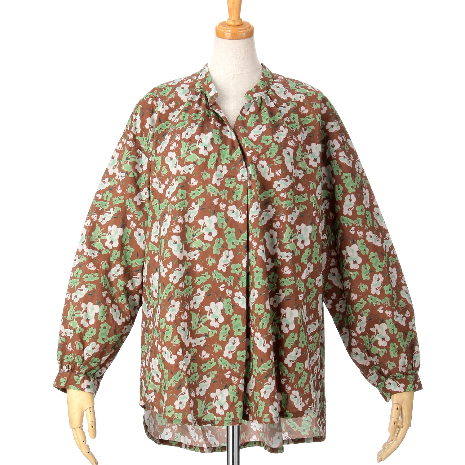 ザンパフラワープリントギャザーブラウス