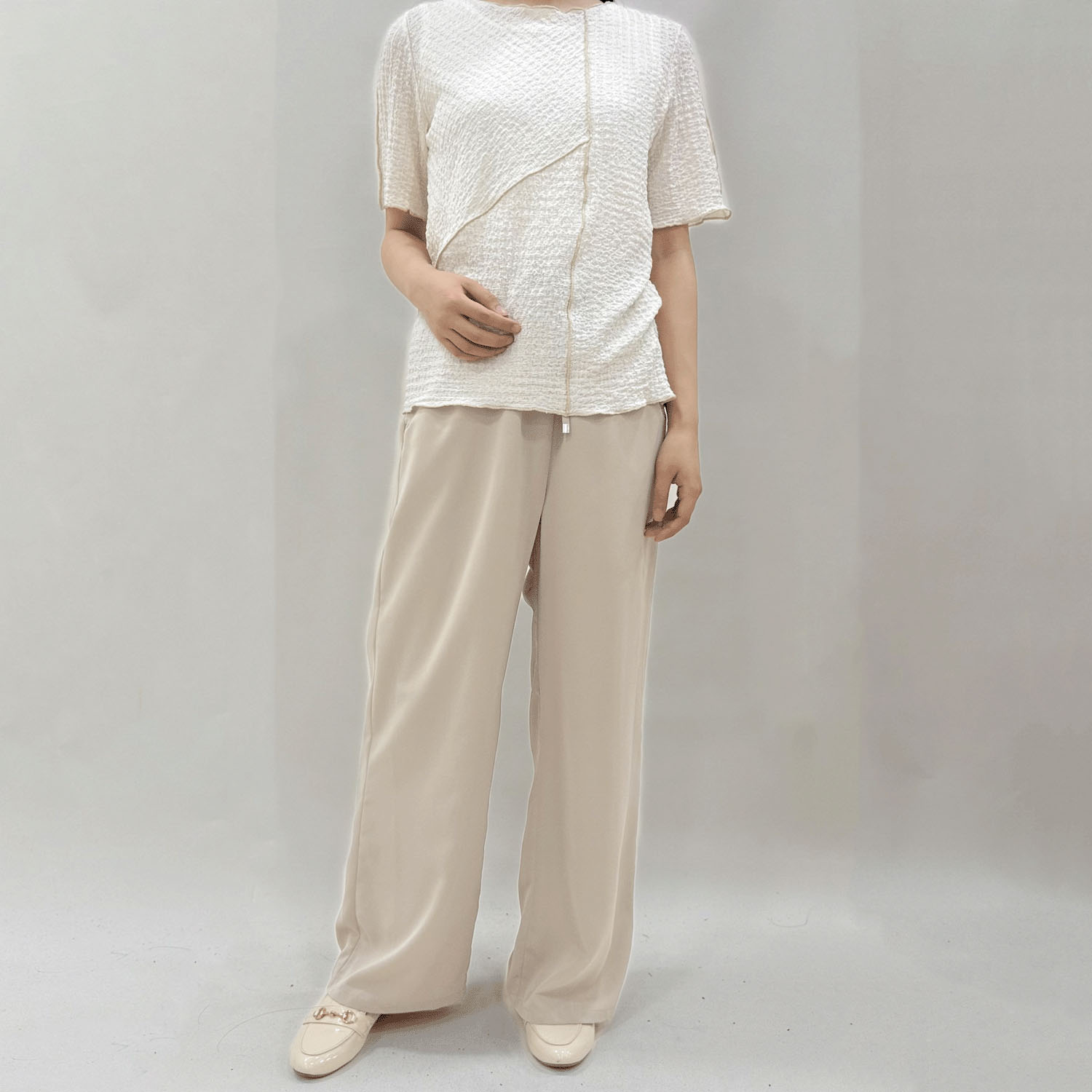 Vingtrois 楊柳クレープ切替トップス - 画像4