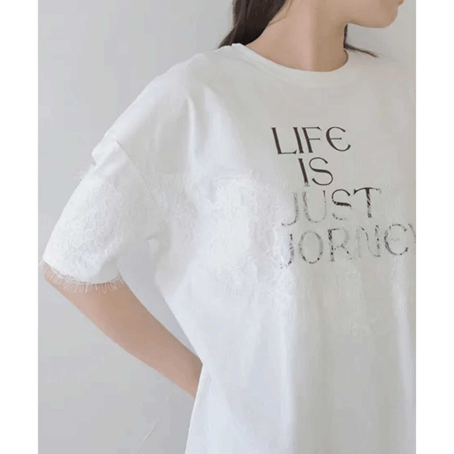 【Insta Live】Vingtrois レース×ロゴTシャツ - 画像1