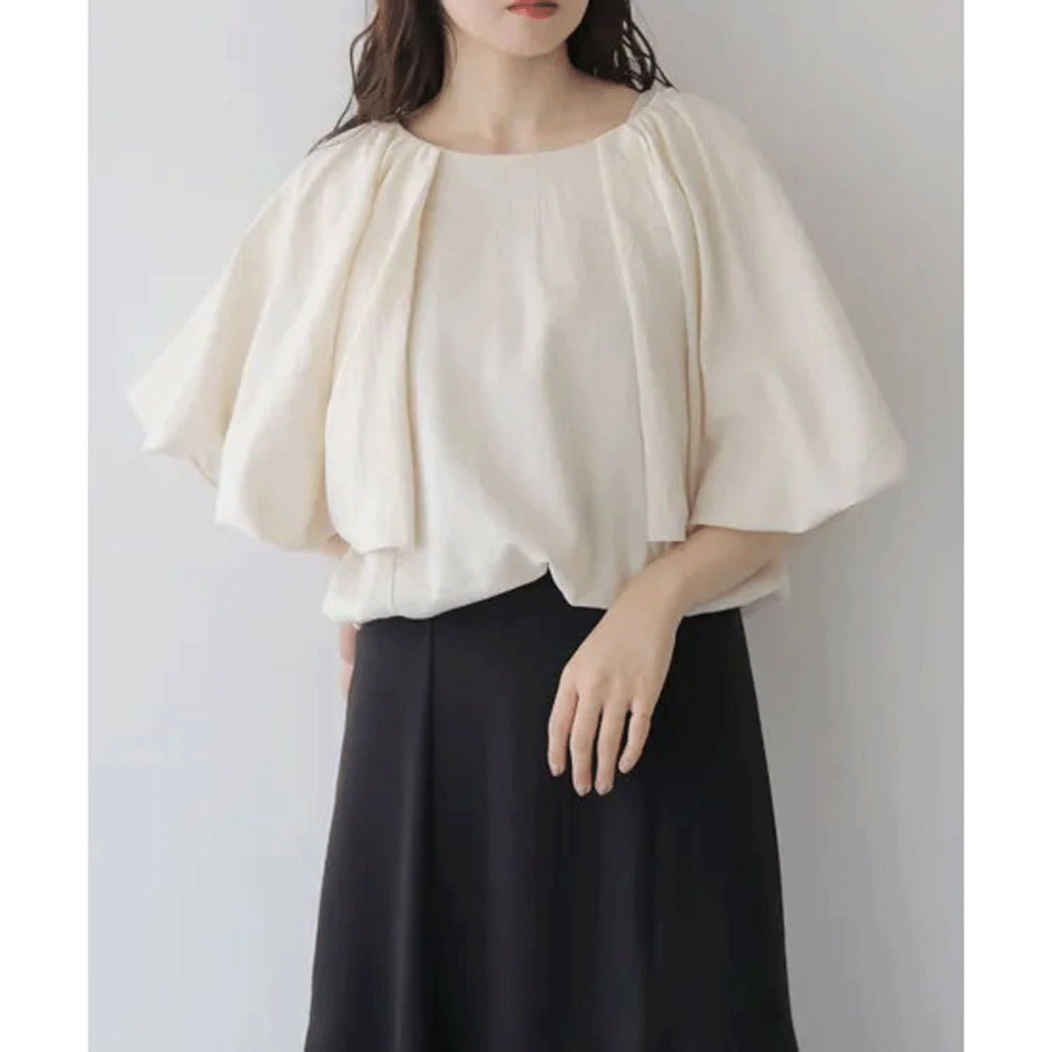 Vingtrois 麻タッチバルーンブラウス - 画像3