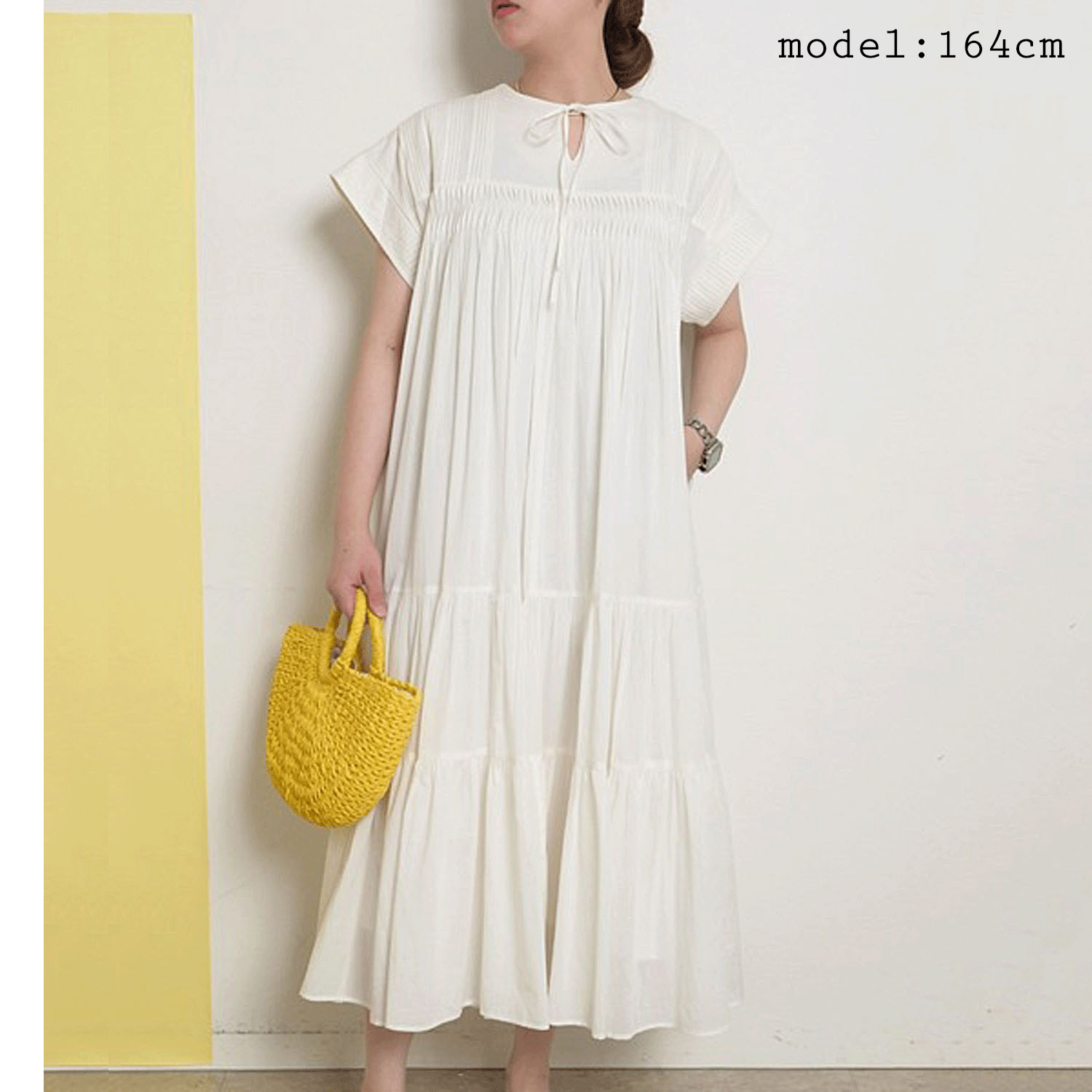 【Insta Live】Palm Riche インド綿 前後2WAYピンタックワンピース - 画像2