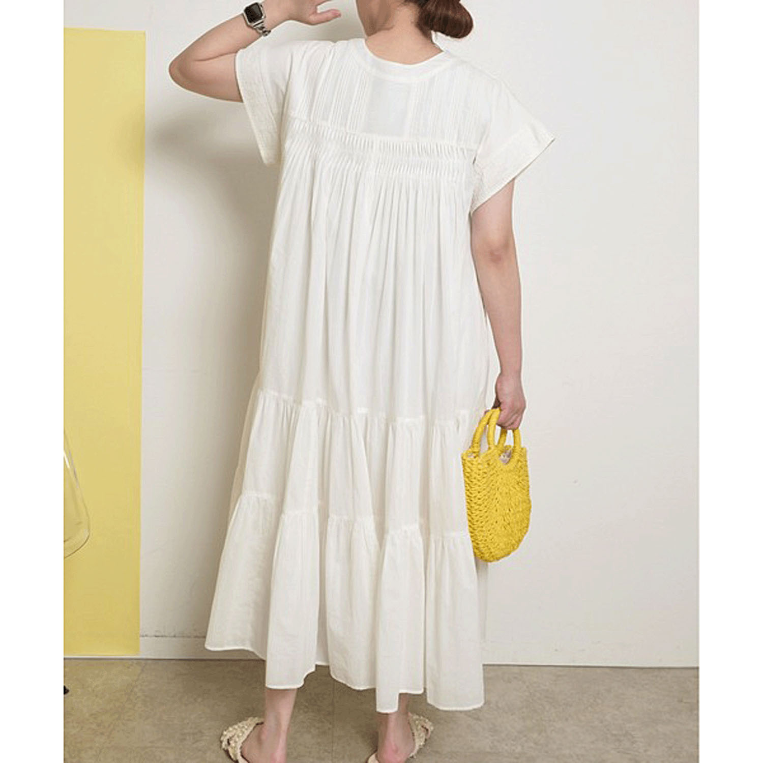 【Insta Live】Palm Riche インド綿 前後2WAYピンタックワンピース - 画像4