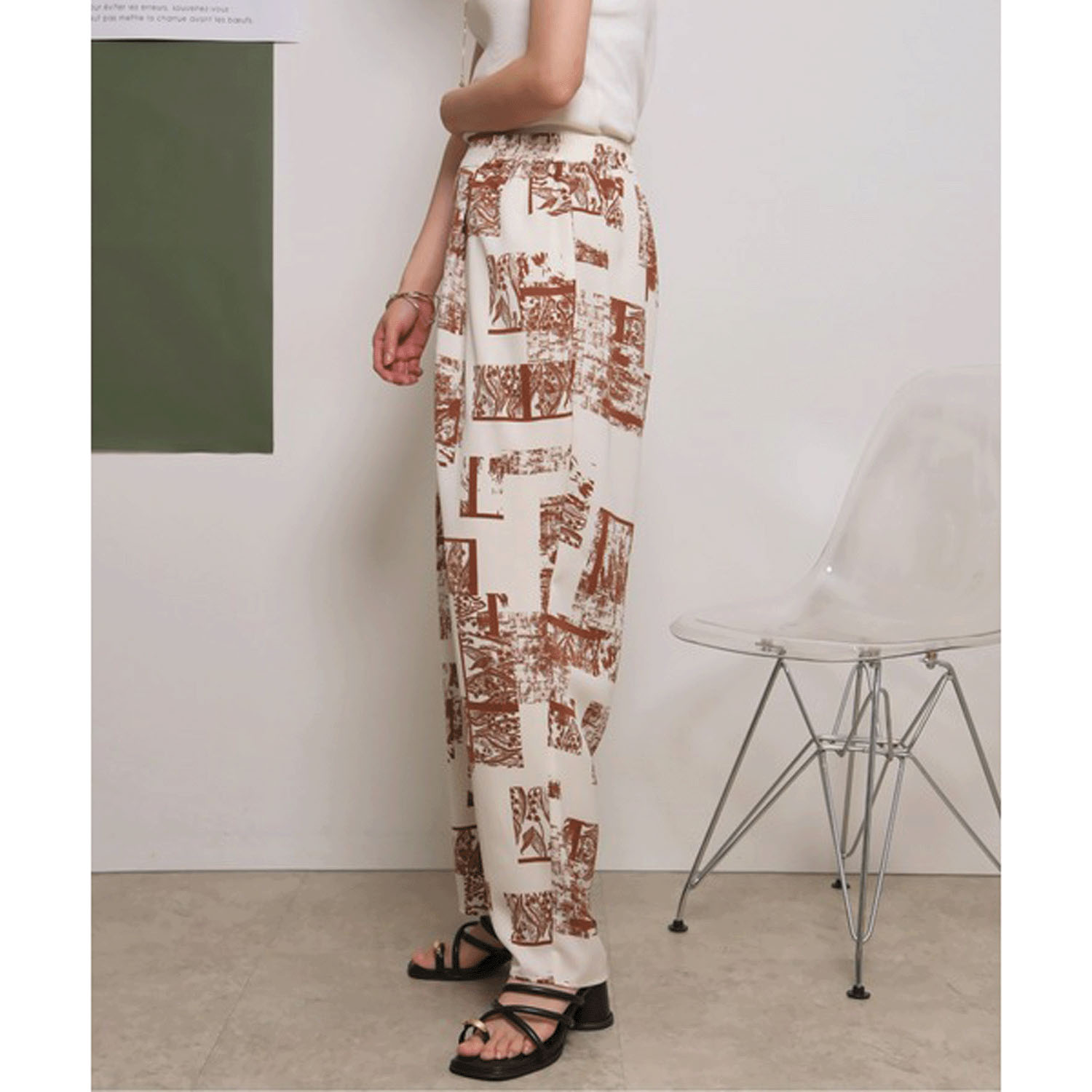 Palm Riche モノトーン柄リラックスパンツ - 画像18