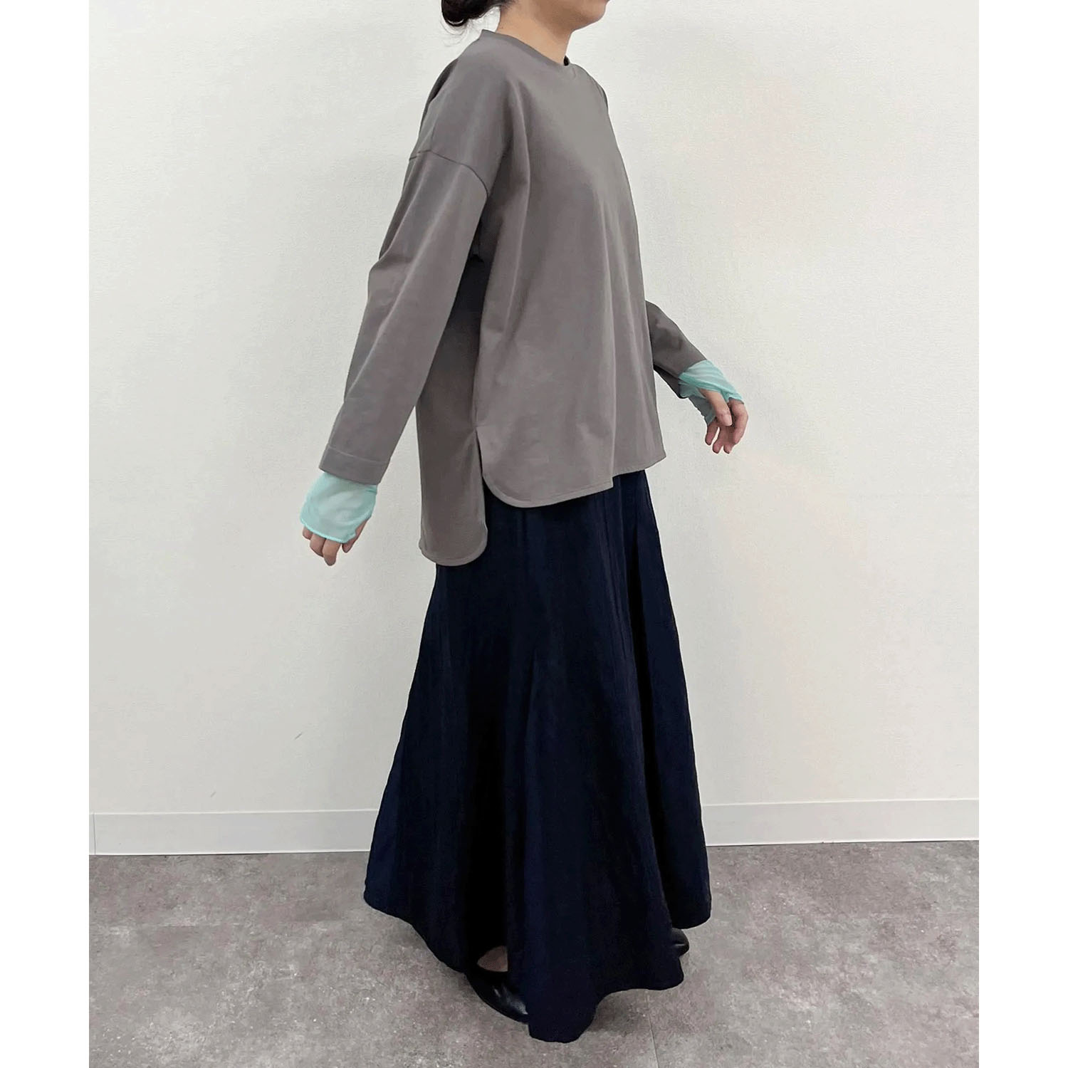 vingtrois 袖口シアー切替無地ロンT - 画像14