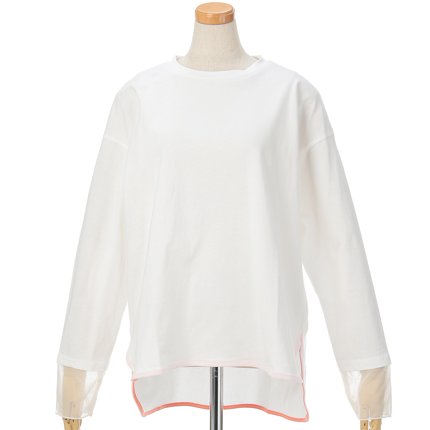 vingtrois 袖口シアー切替無地ロンT - 画像18