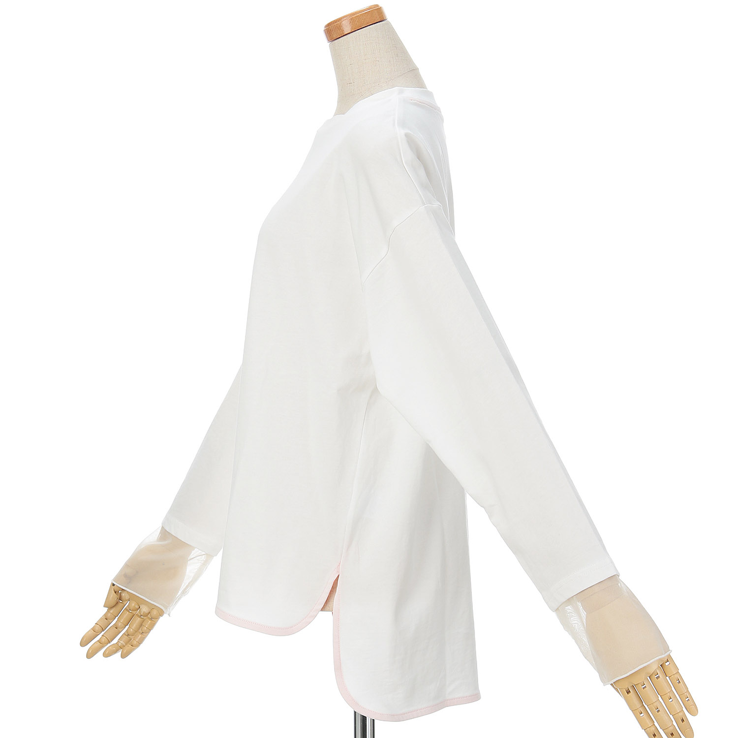 vingtrois 袖口シアー切替無地ロンT - 画像19