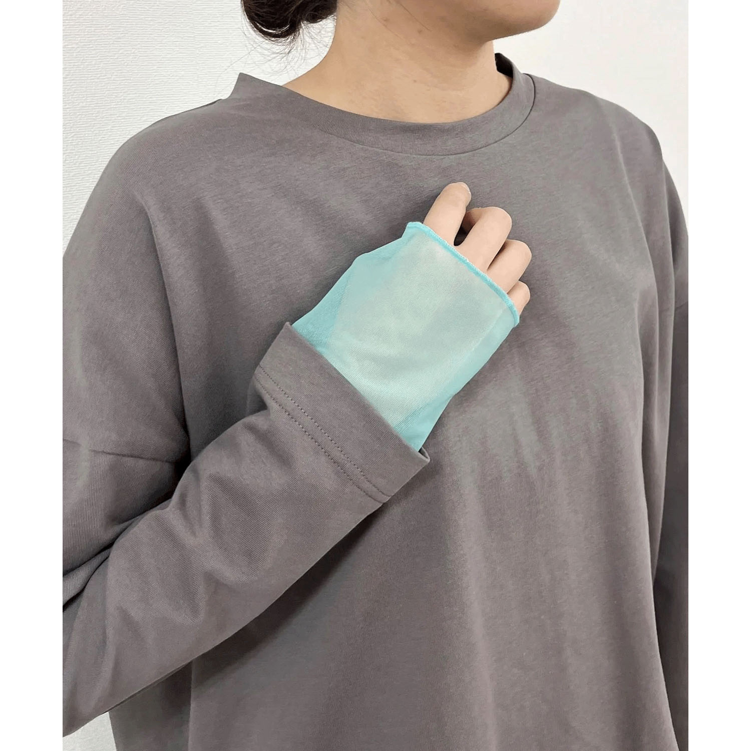 vingtrois 袖口シアー切替無地ロンT - 画像6