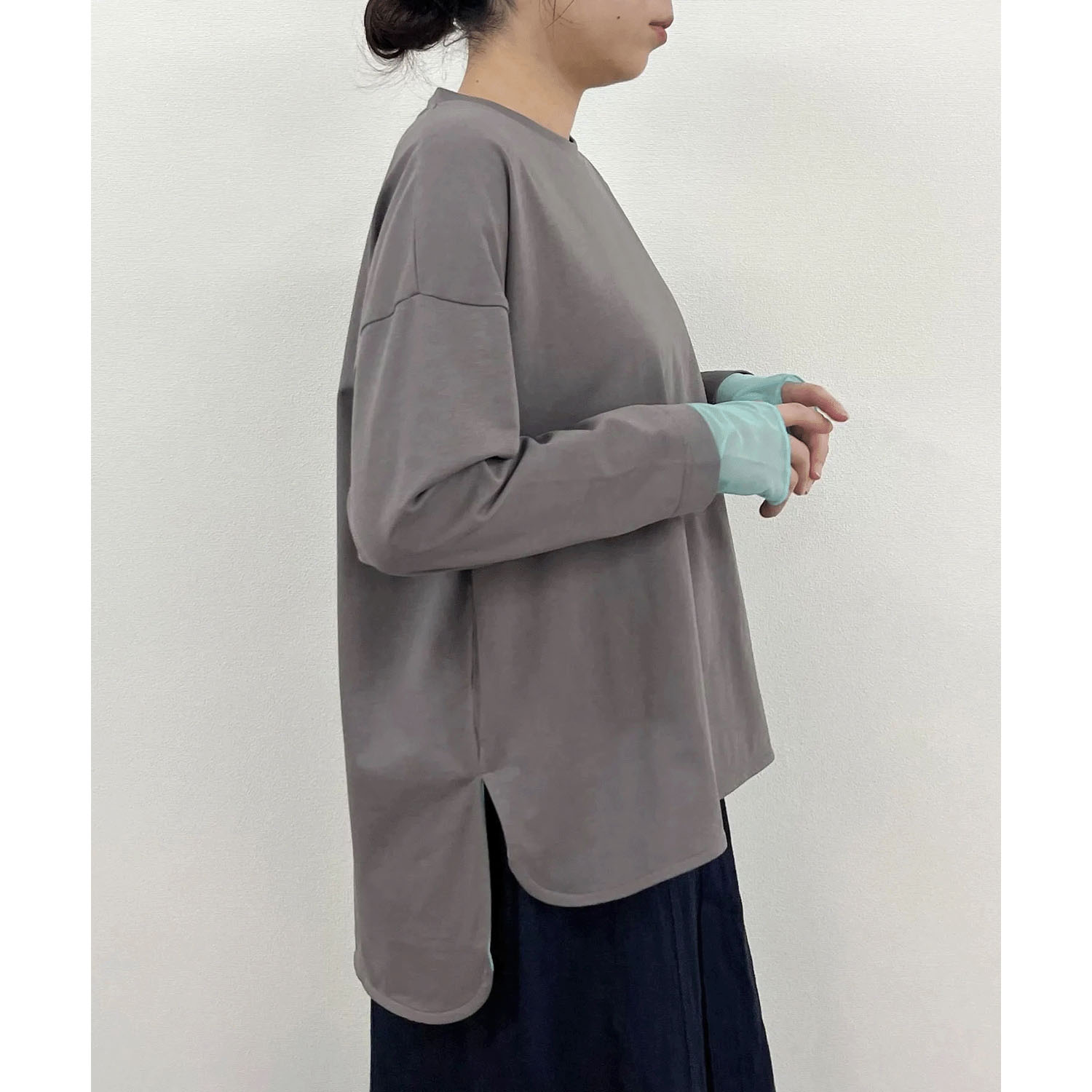 vingtrois 袖口シアー切替無地ロンT - 画像7