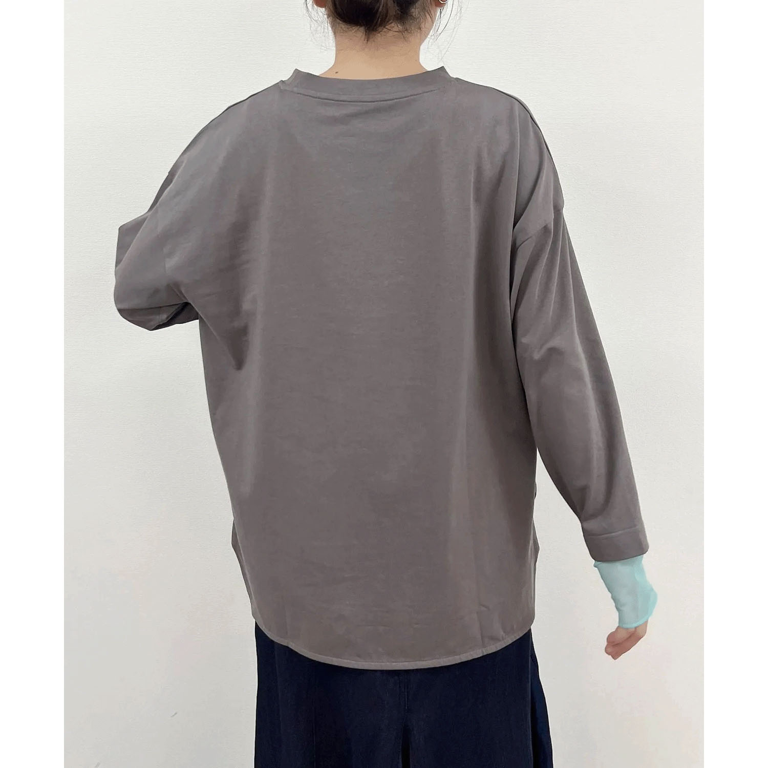 vingtrois 袖口シアー切替無地ロンT - 画像9