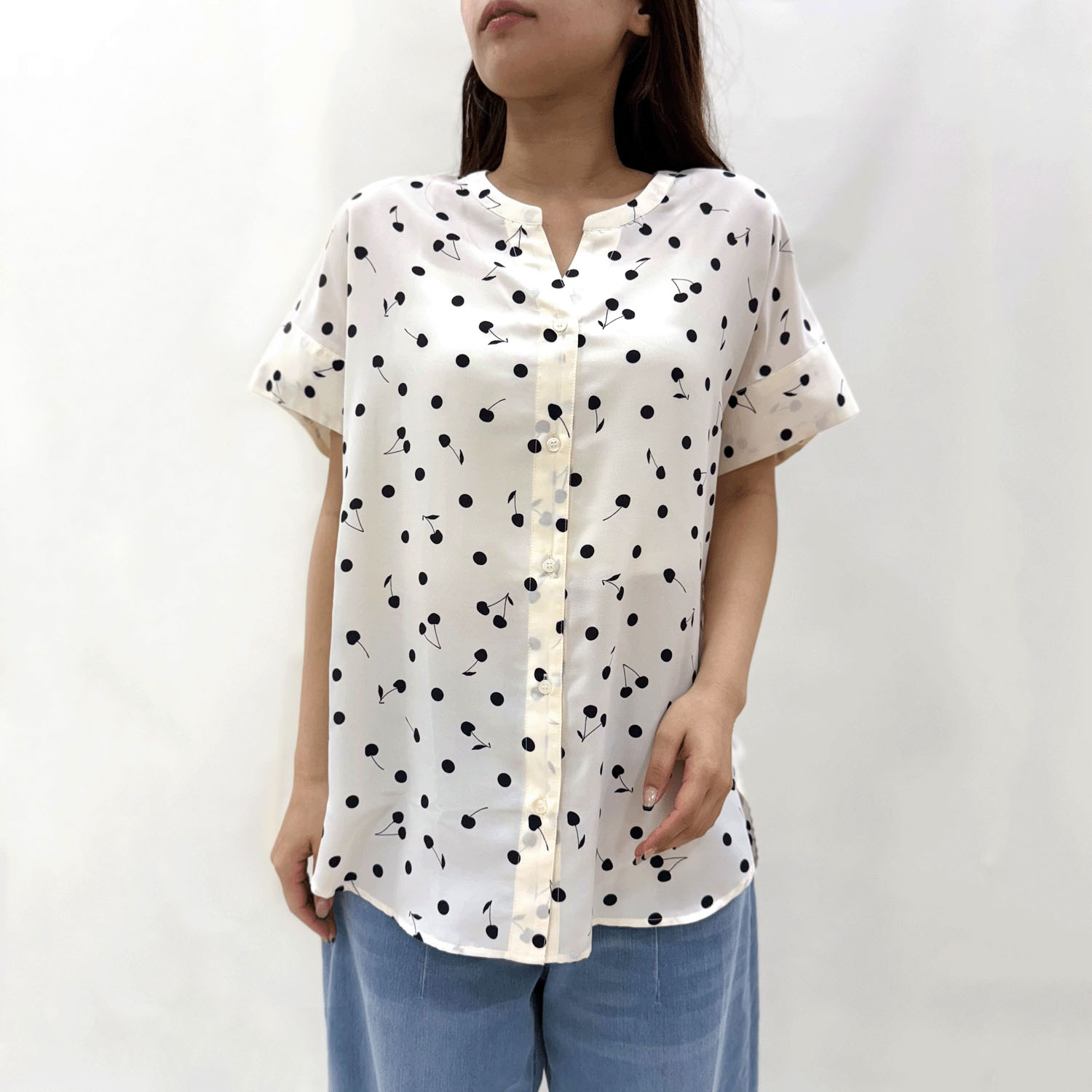 innowave さくらんぼドットプリントブラウス - 画像1