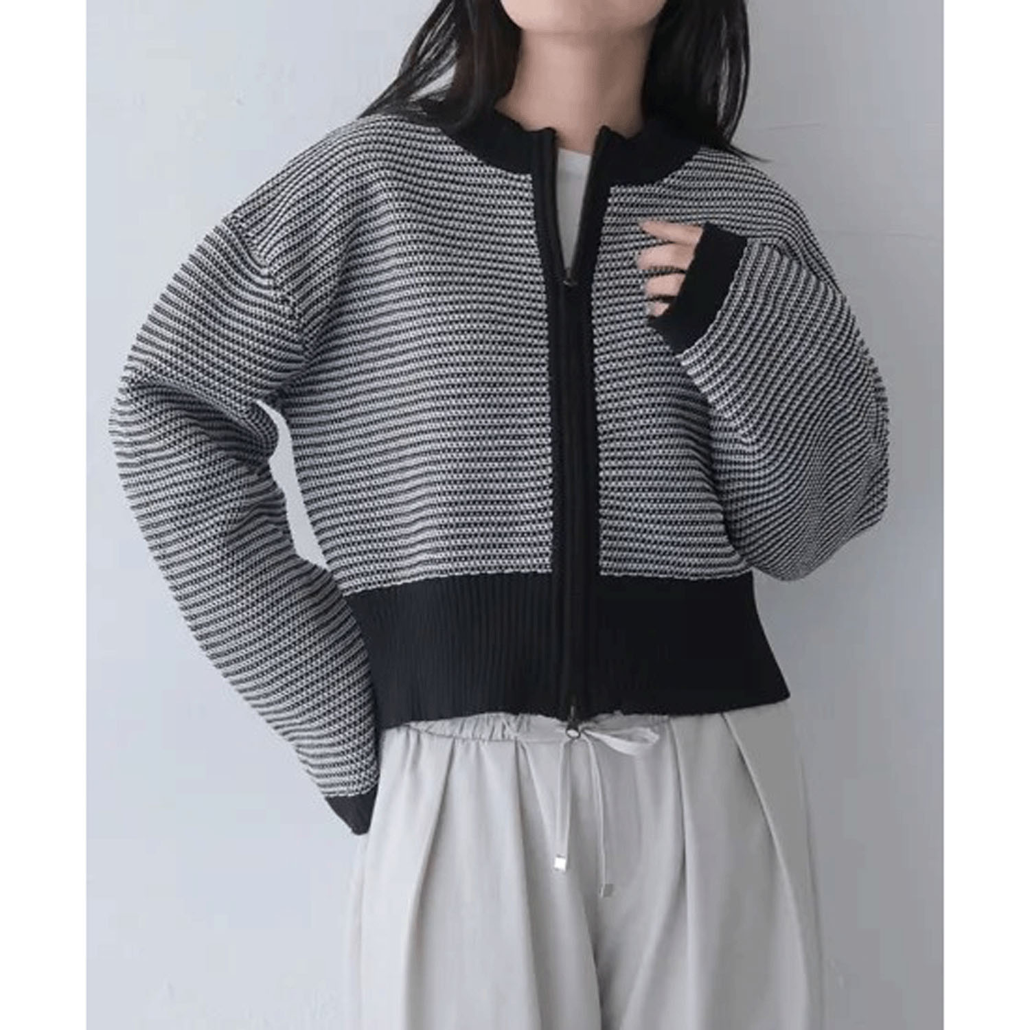 vingtrois ボーダーニットカーデ