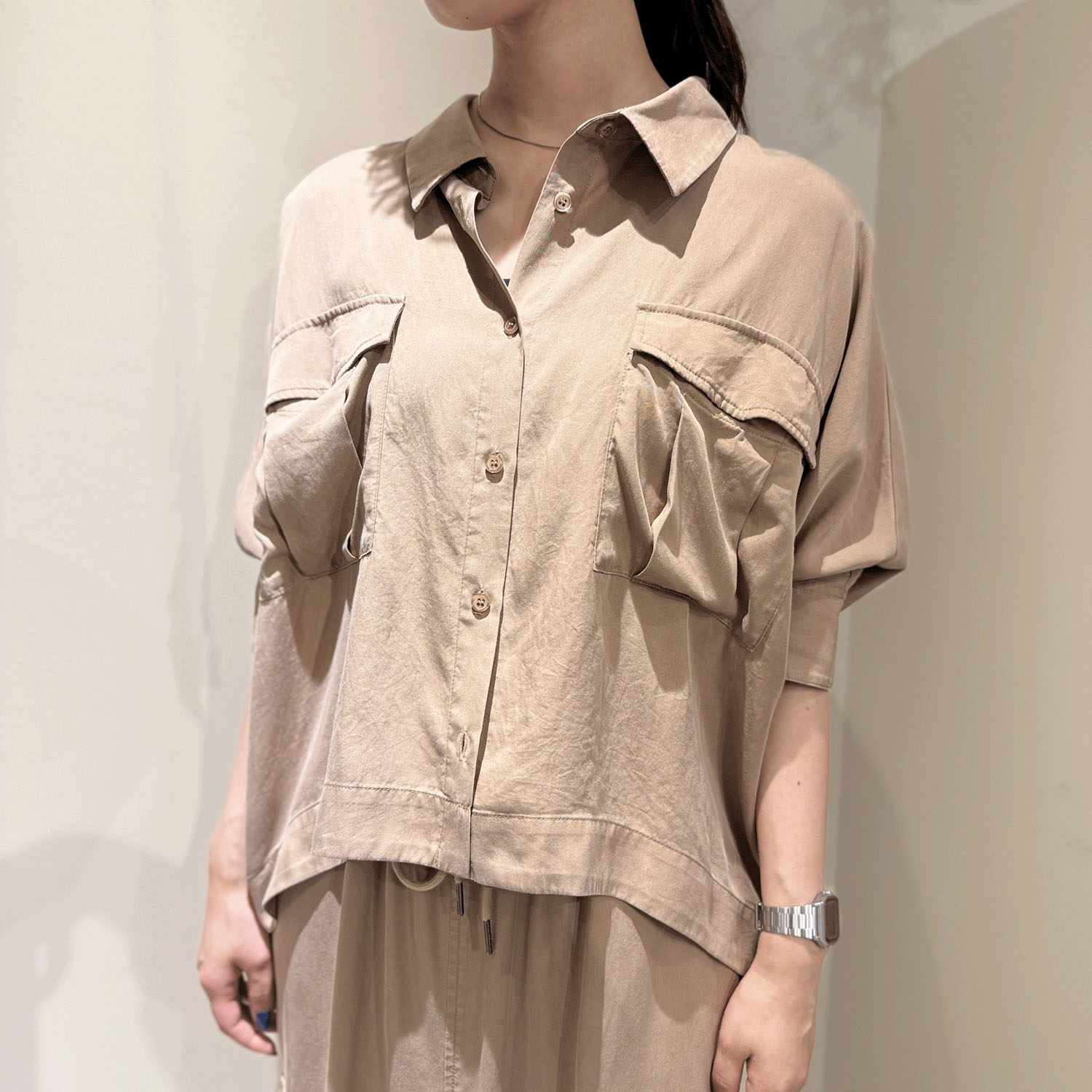 【Insta Live】33℃  バイオテンセル胸ポケとろみシャツ - 画像1