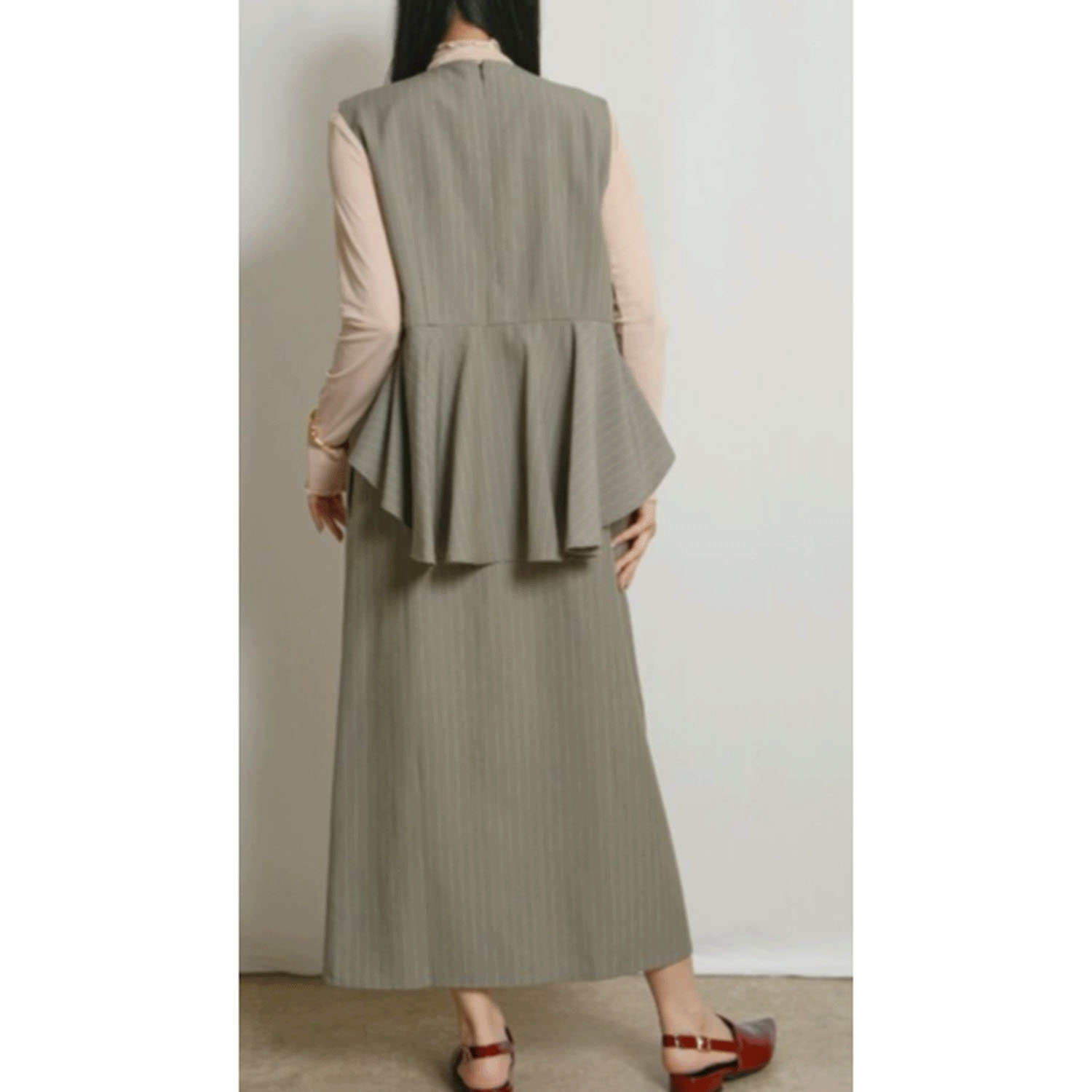 Palm Riche アシメトリーピンストライプジャンスカ - 画像2