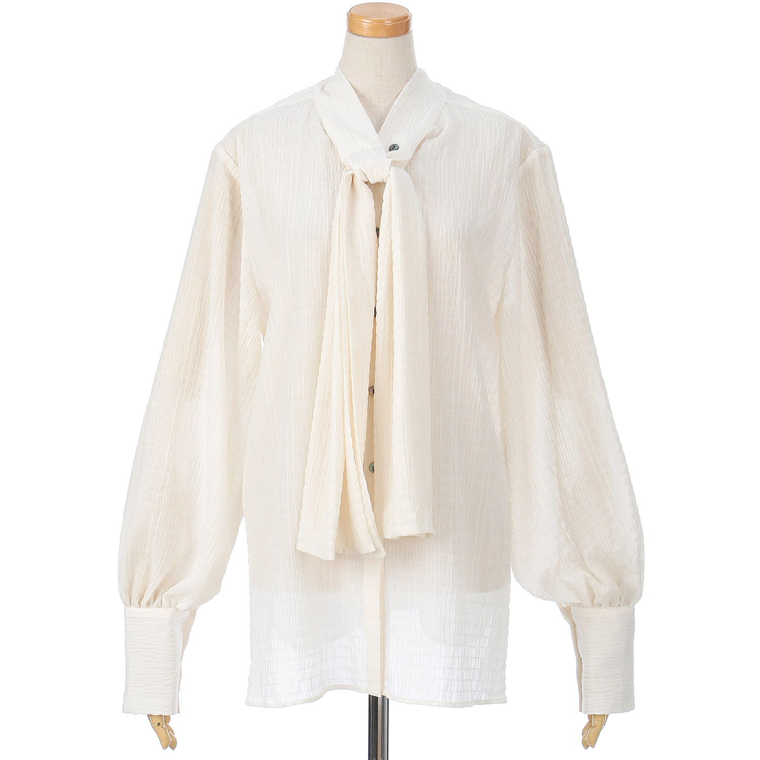 Palm Riche シアーボウタイブラウス - 画像5