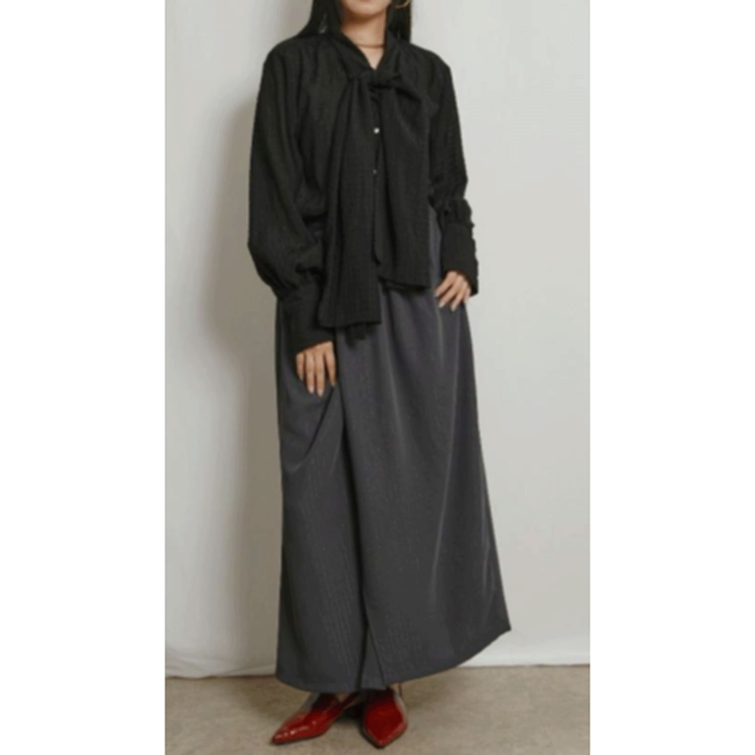 Palm Riche シアーボウタイブラウス - 画像7