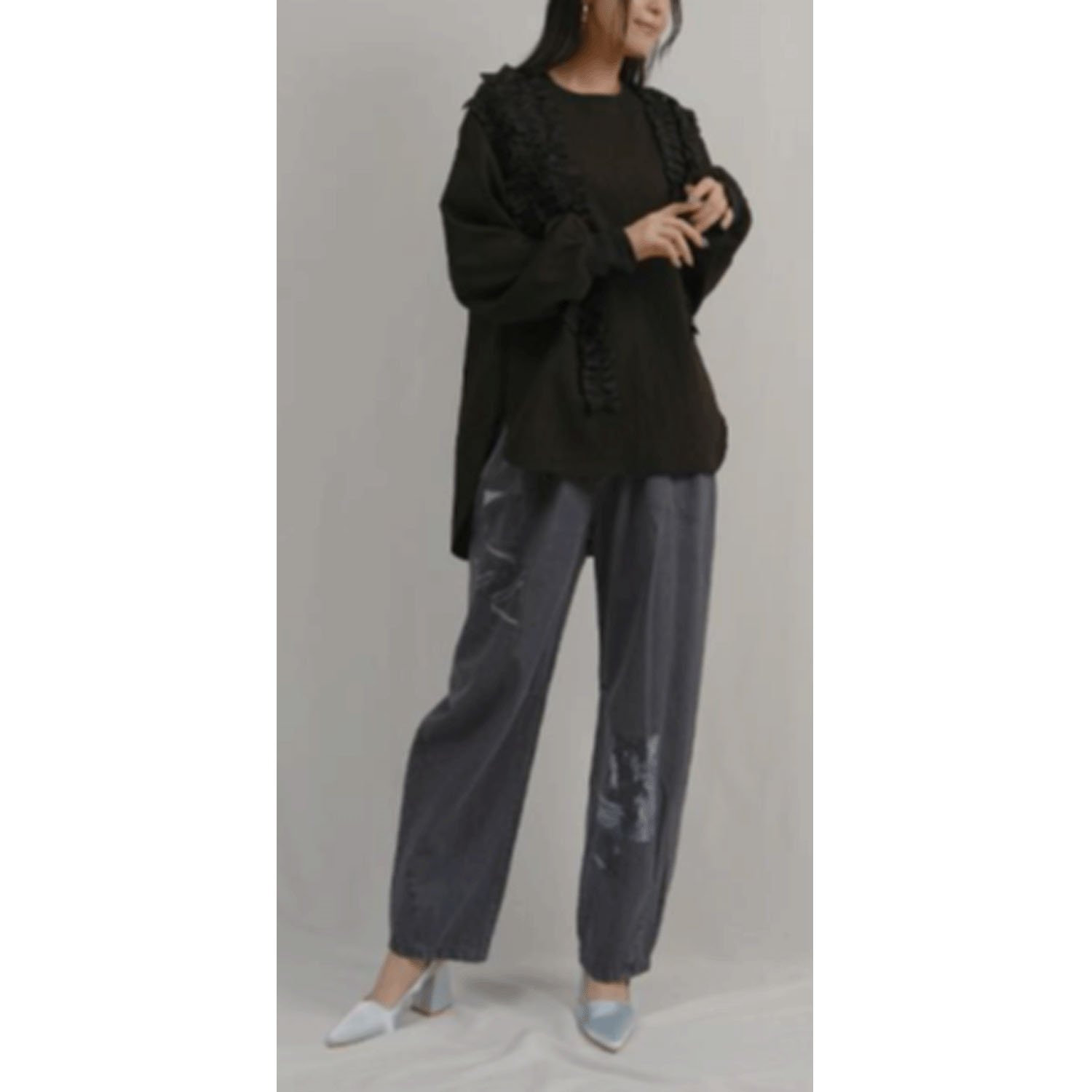 Palm Riche フォトプリントコクーンデニムパンツ - 画像1