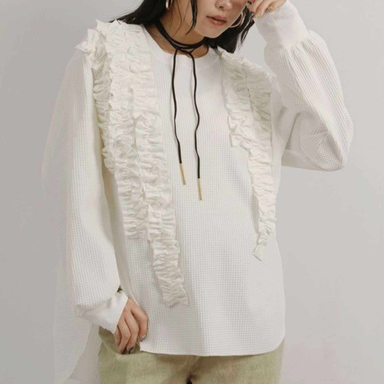 Palm Riche  ランダムフリルワッフルトップス - 画像2