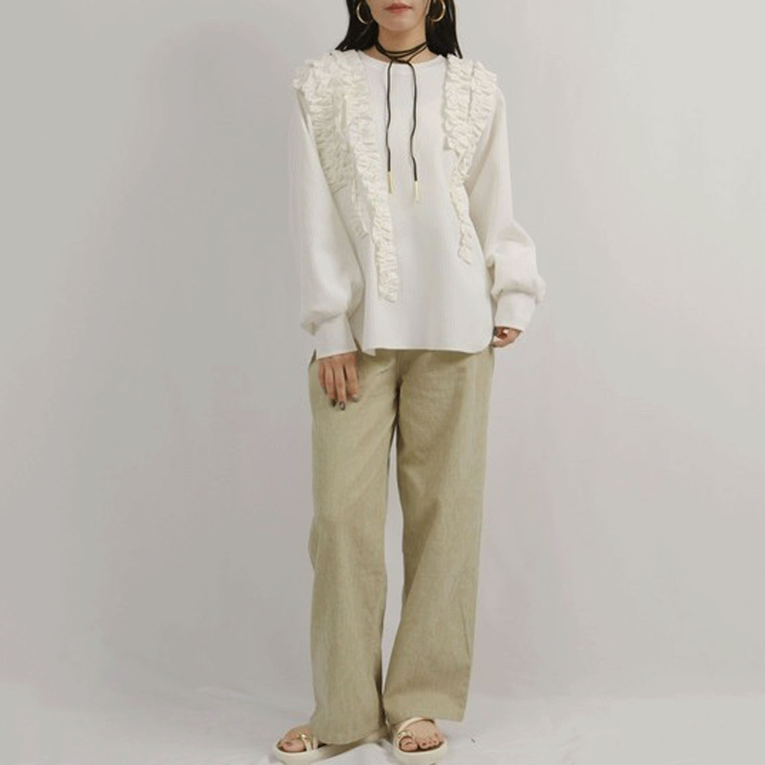 Palm Riche  ランダムフリルワッフルトップス - 画像6