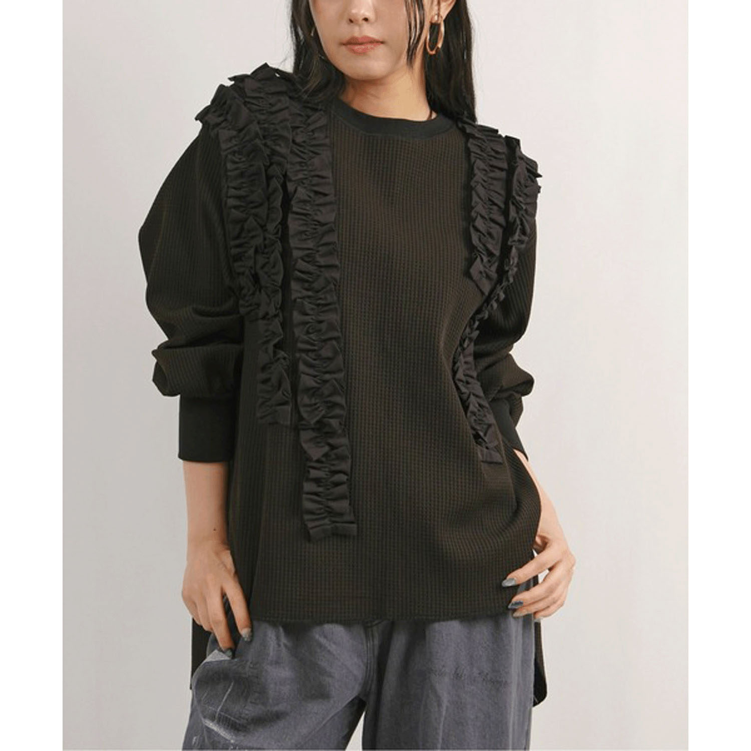 Palm Riche  ランダムフリルワッフルトップス - 画像9