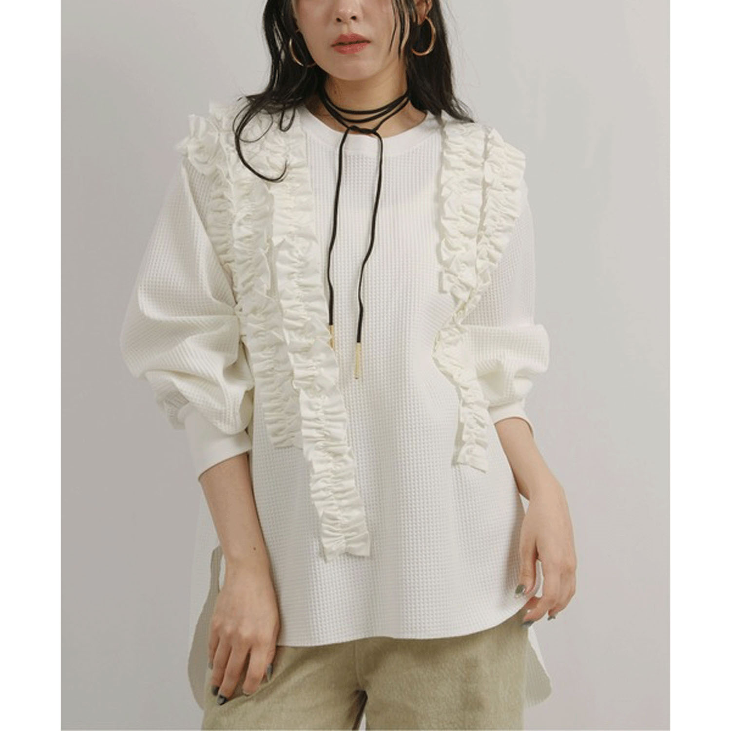 Palm Riche  ランダムフリルワッフルトップス - 画像1