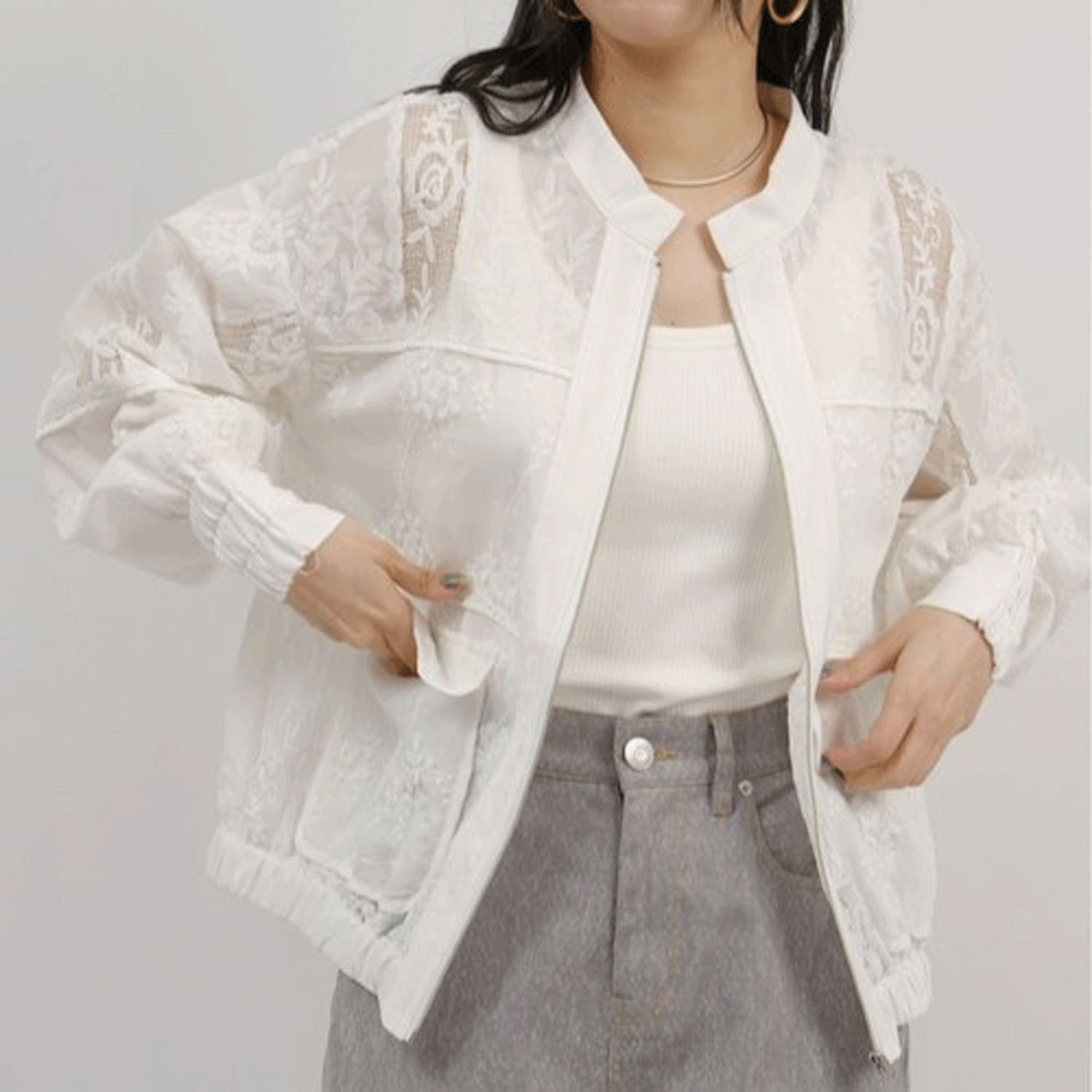 Palm Riche  パッチワークレースブルゾン - 画像1