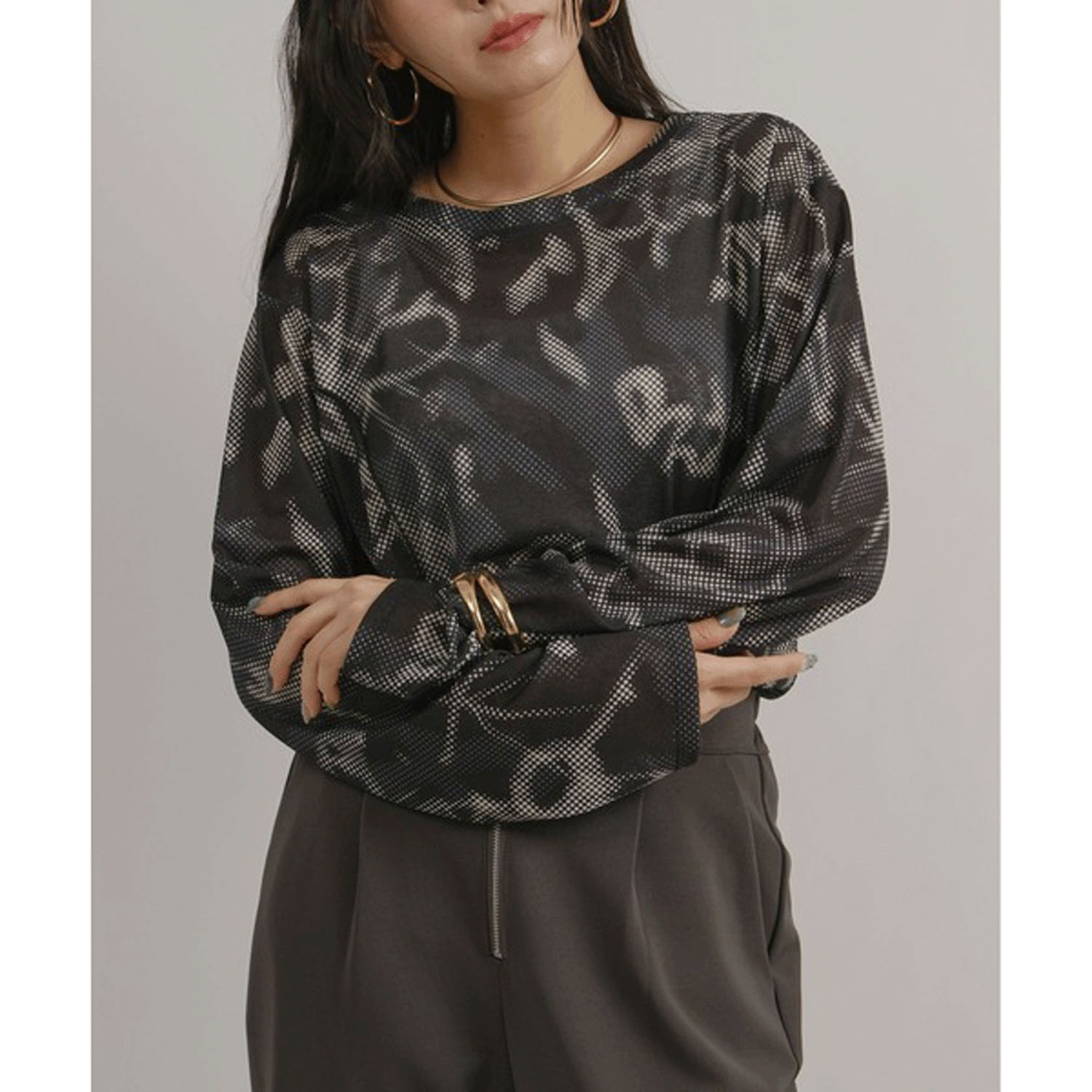 Palm Riche ドットレトロ柄シアートップス - 画像12