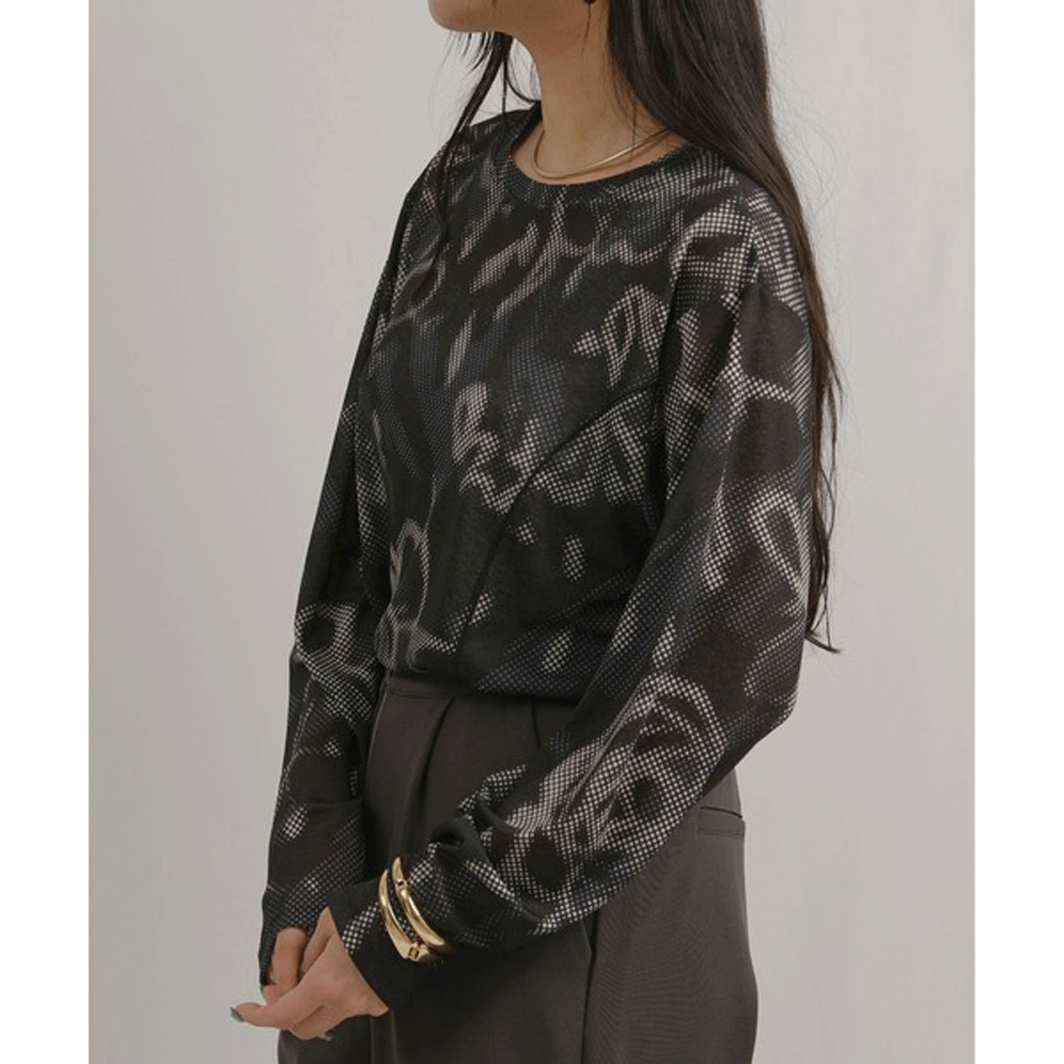 Palm Riche ドットレトロ柄シアートップス - 画像13