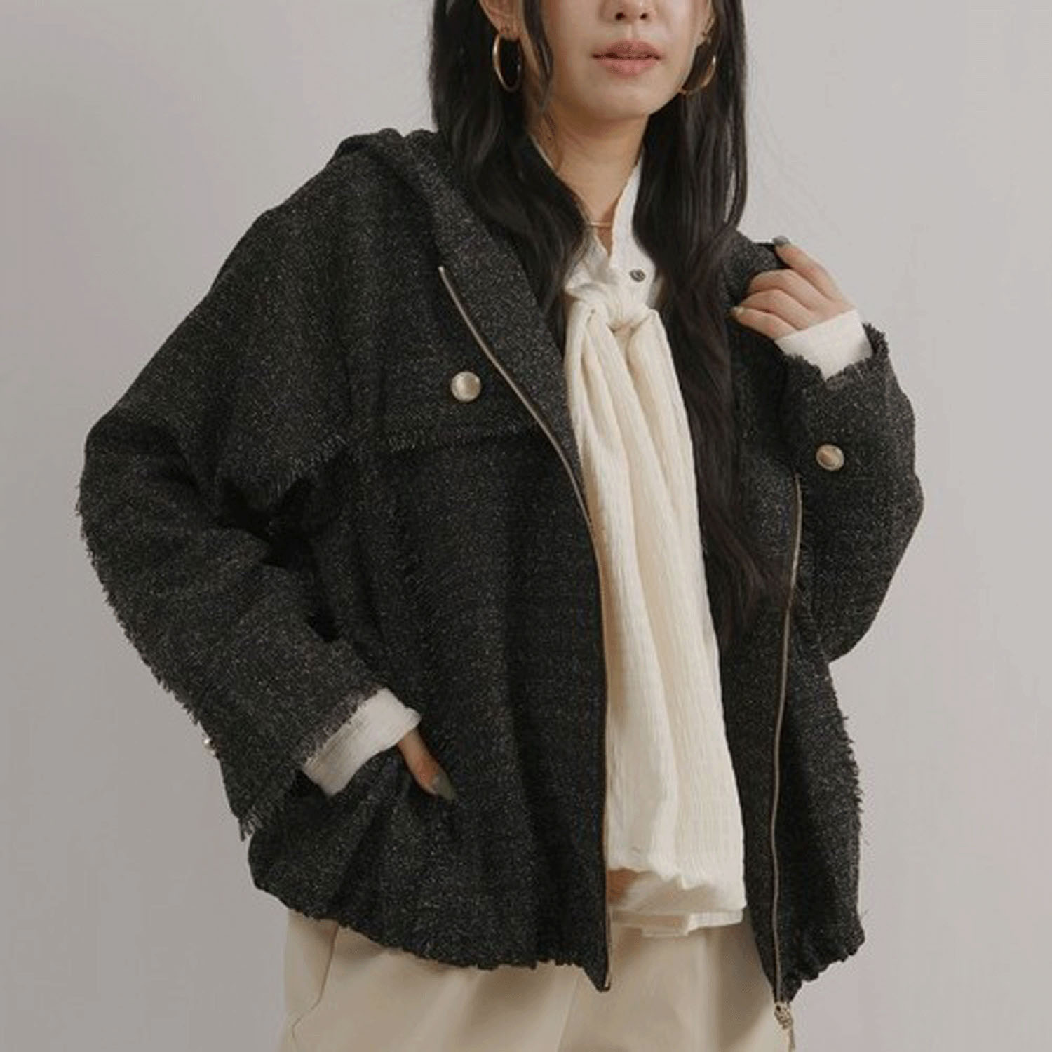 Palm Riche ツイードジップパーカー - 画像13