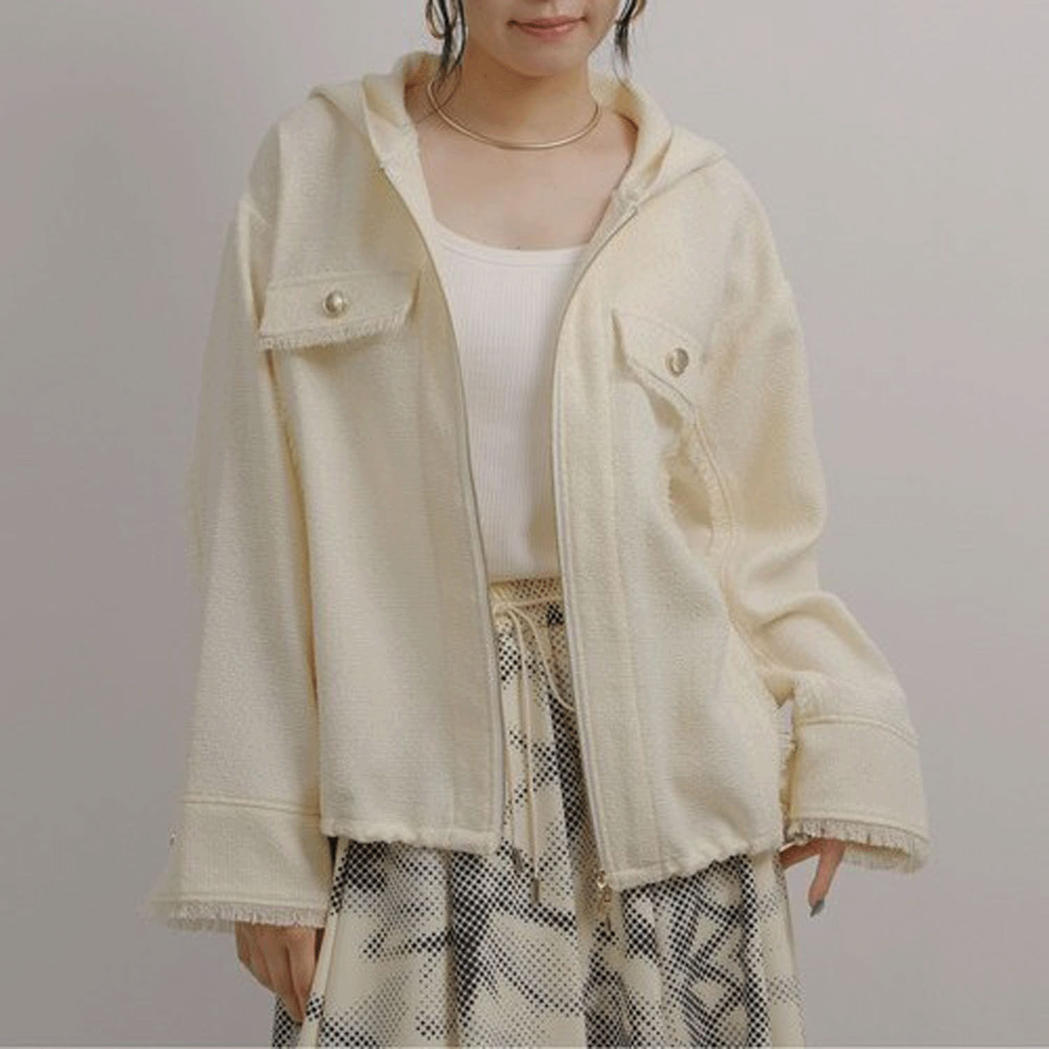 Palm Riche ツイードジップパーカー - 画像3