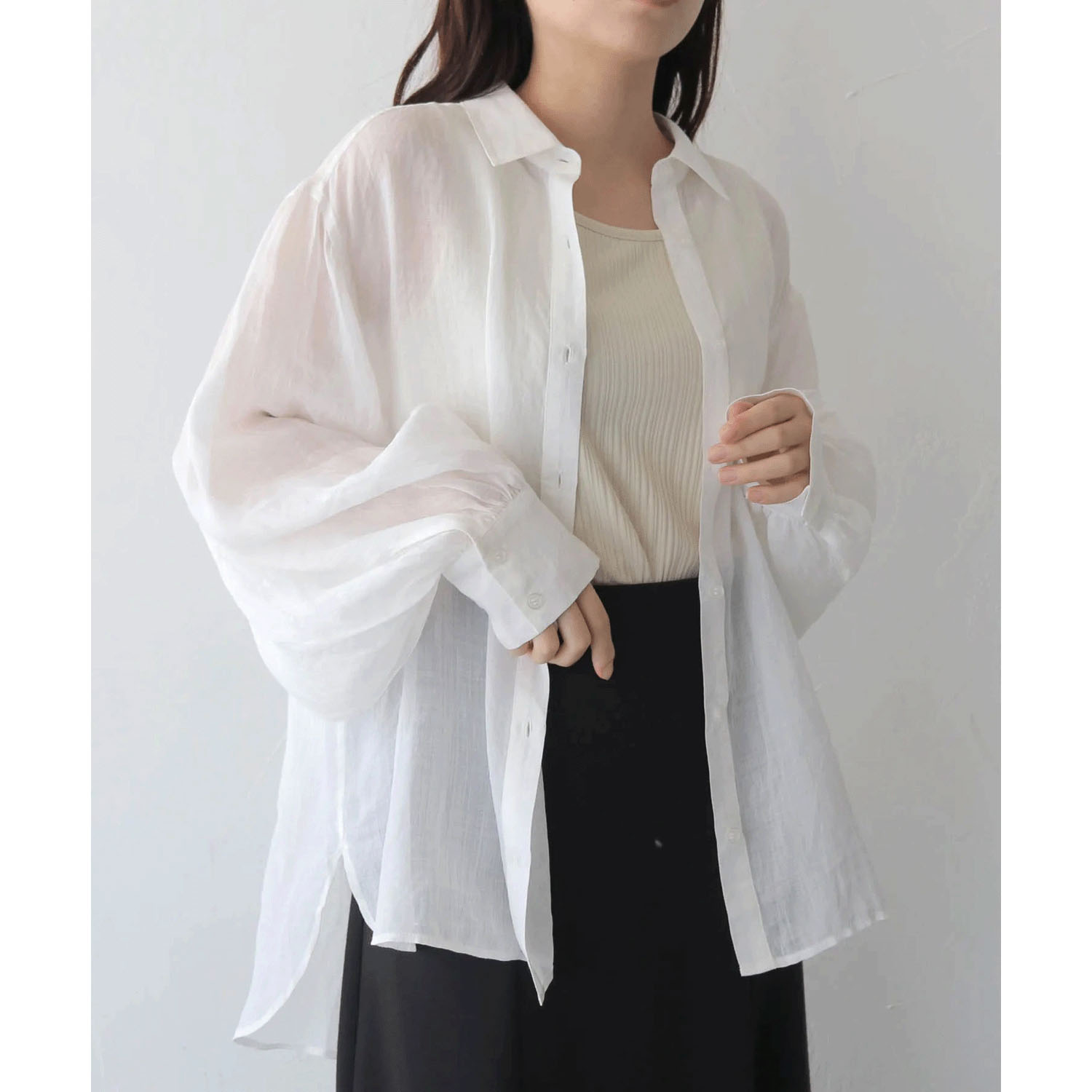 vingtrois リネン袖ボリュームシャツ - 画像3