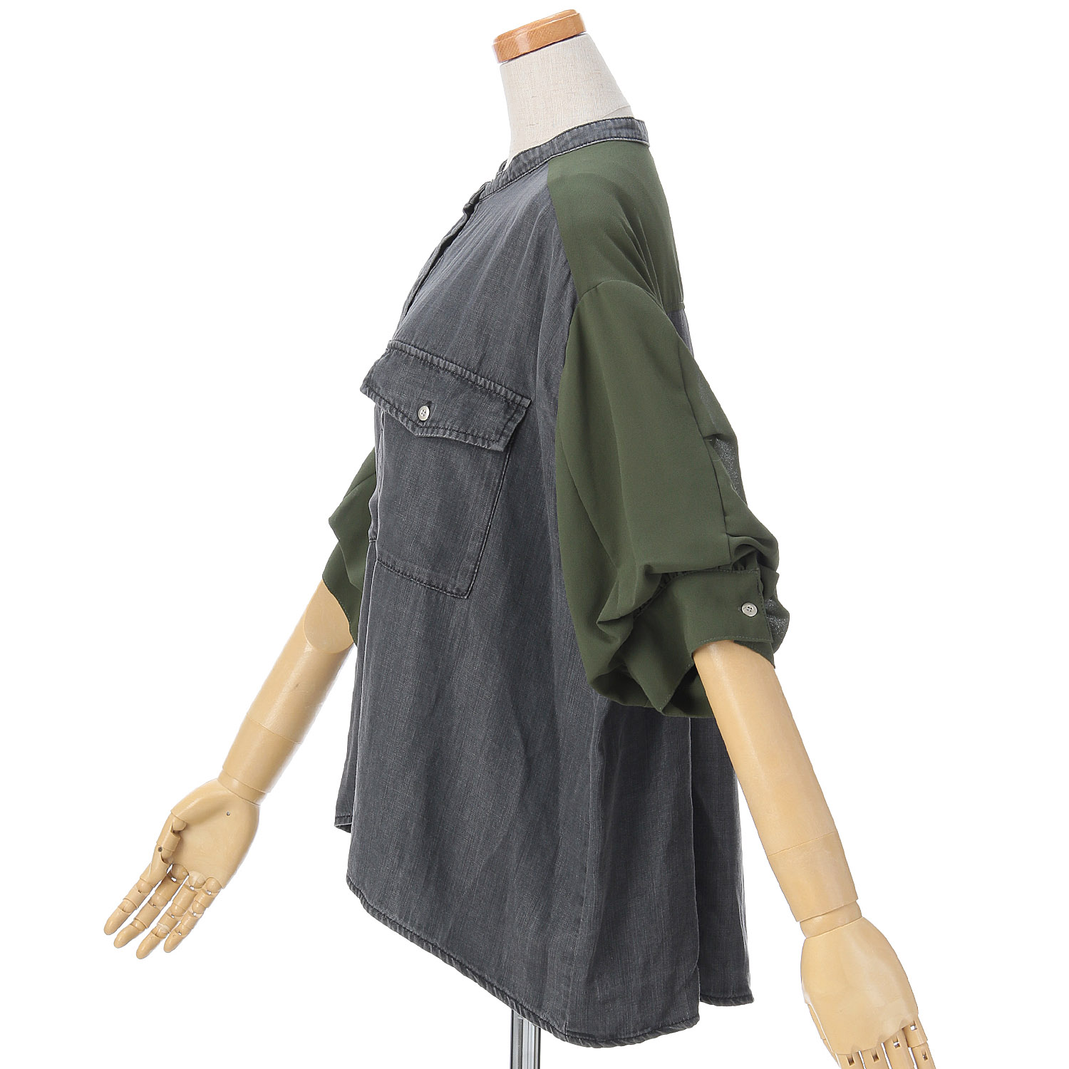 33℃ テンセルデニム切替ダブルポケットシャツ - 画像5