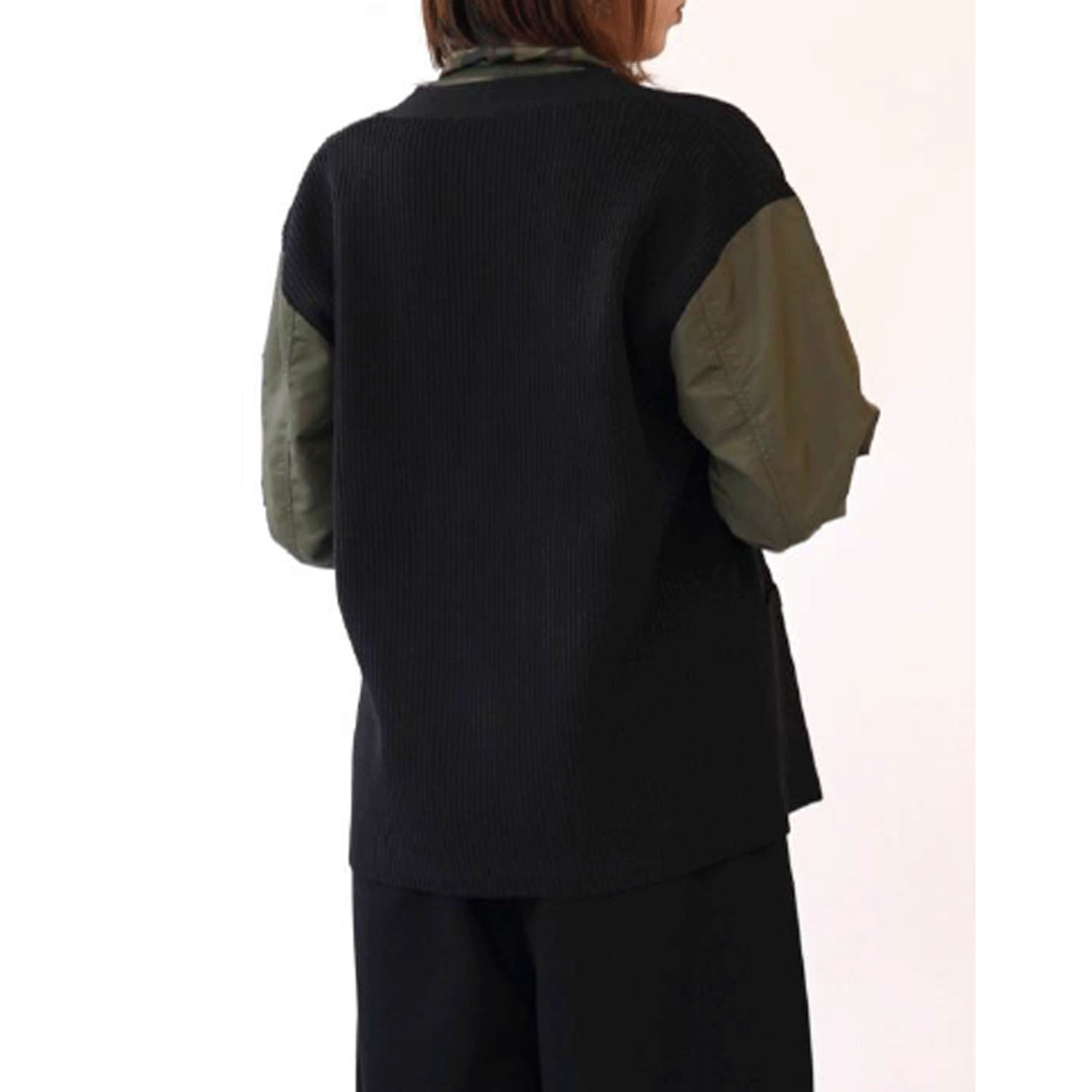 33℃ ラメ糸ミリタリースリーブ切替ニットカーディガン - 画像4