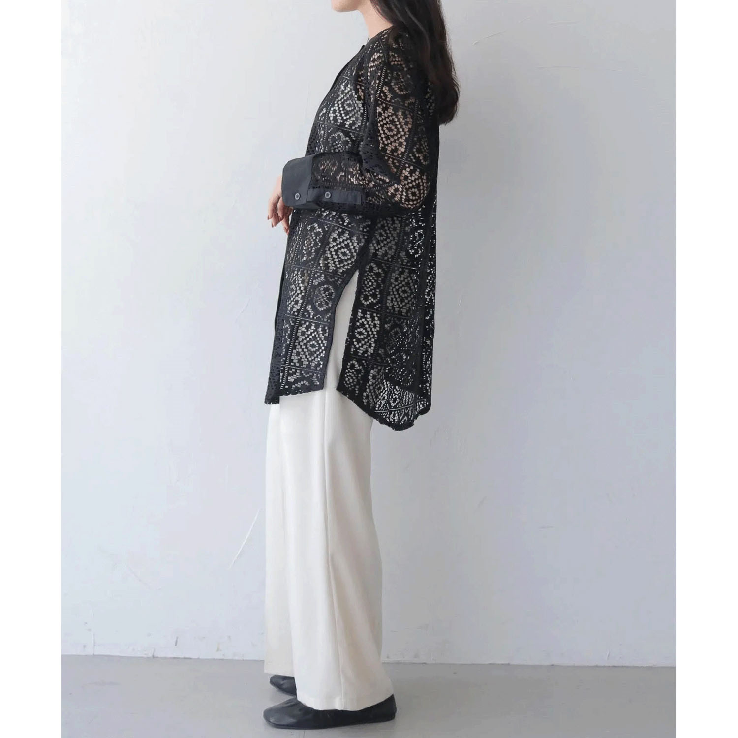 vingtrois スクエアレースシャツ - 画像6