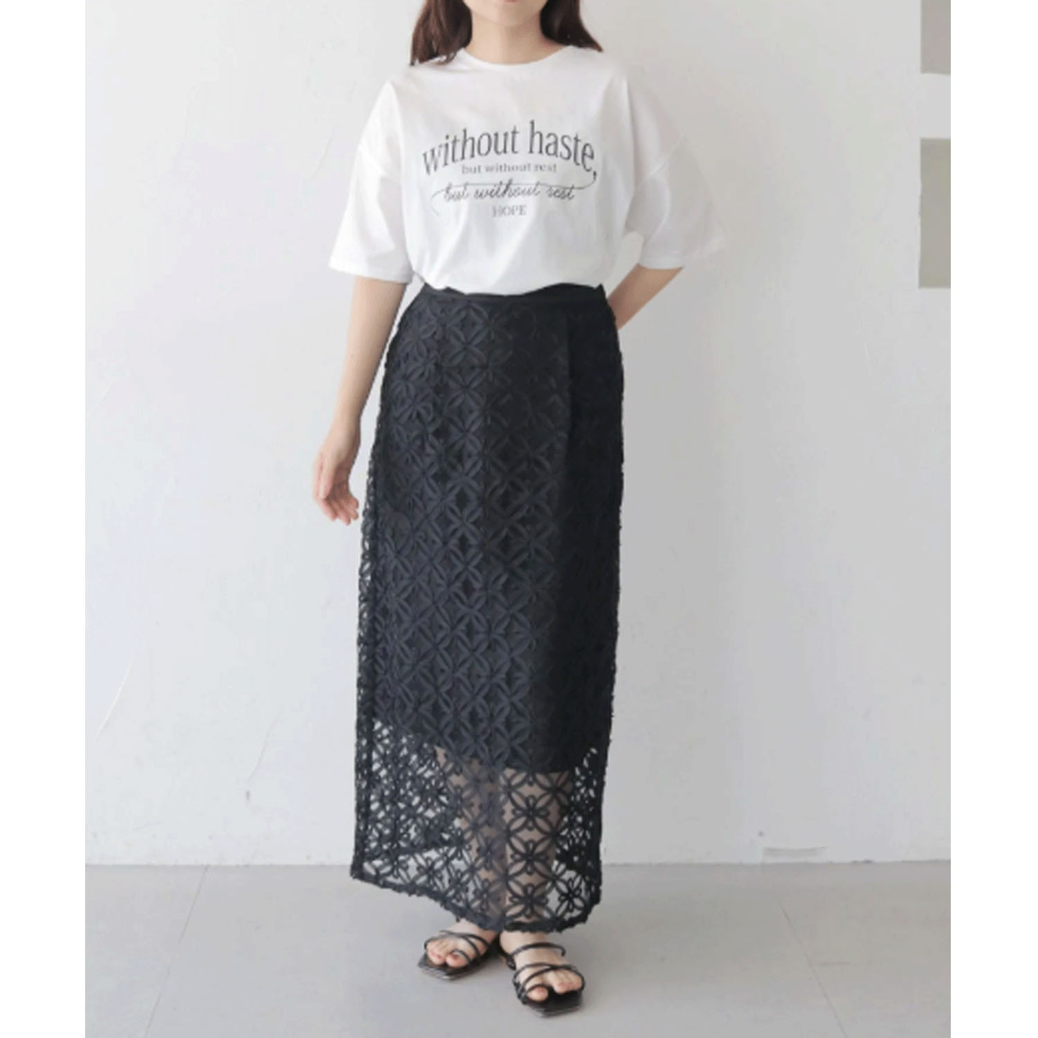 vingtroisドライタッチコットンカーブロゴTシャツ - 画像11